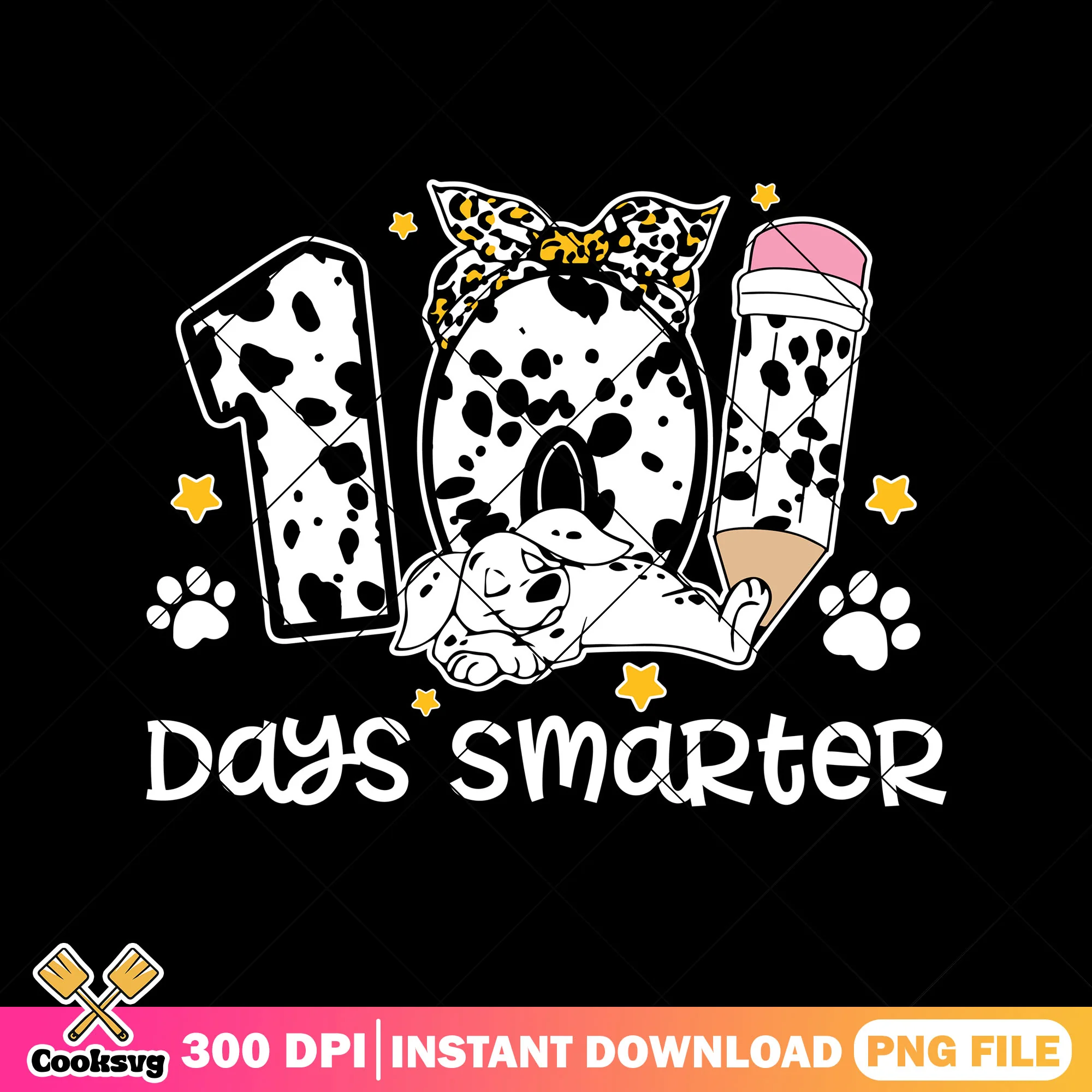 101 days smarter png, going back to school png, cute dalmatians png