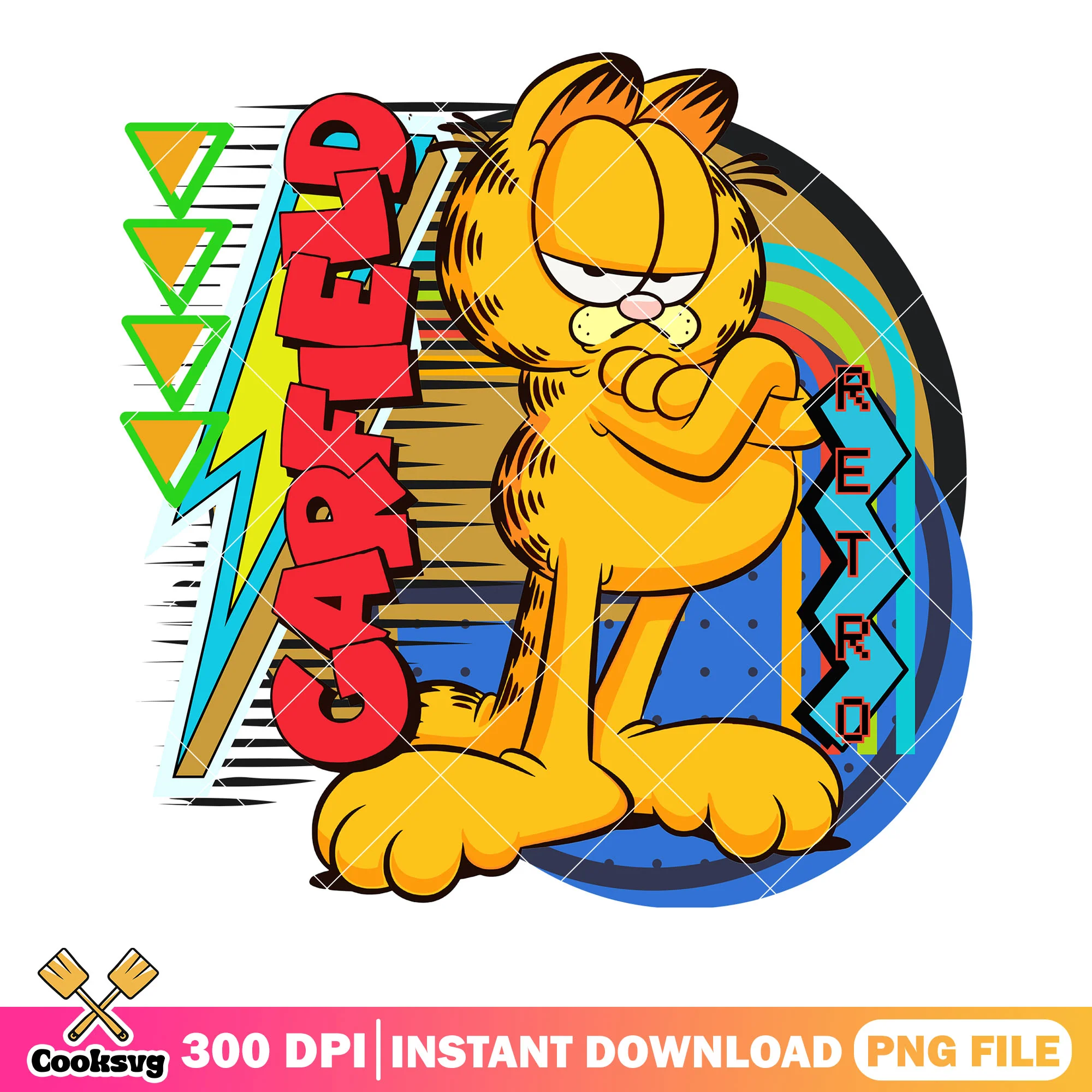 90s retro cartoon png, Garfield retro png, retro style png