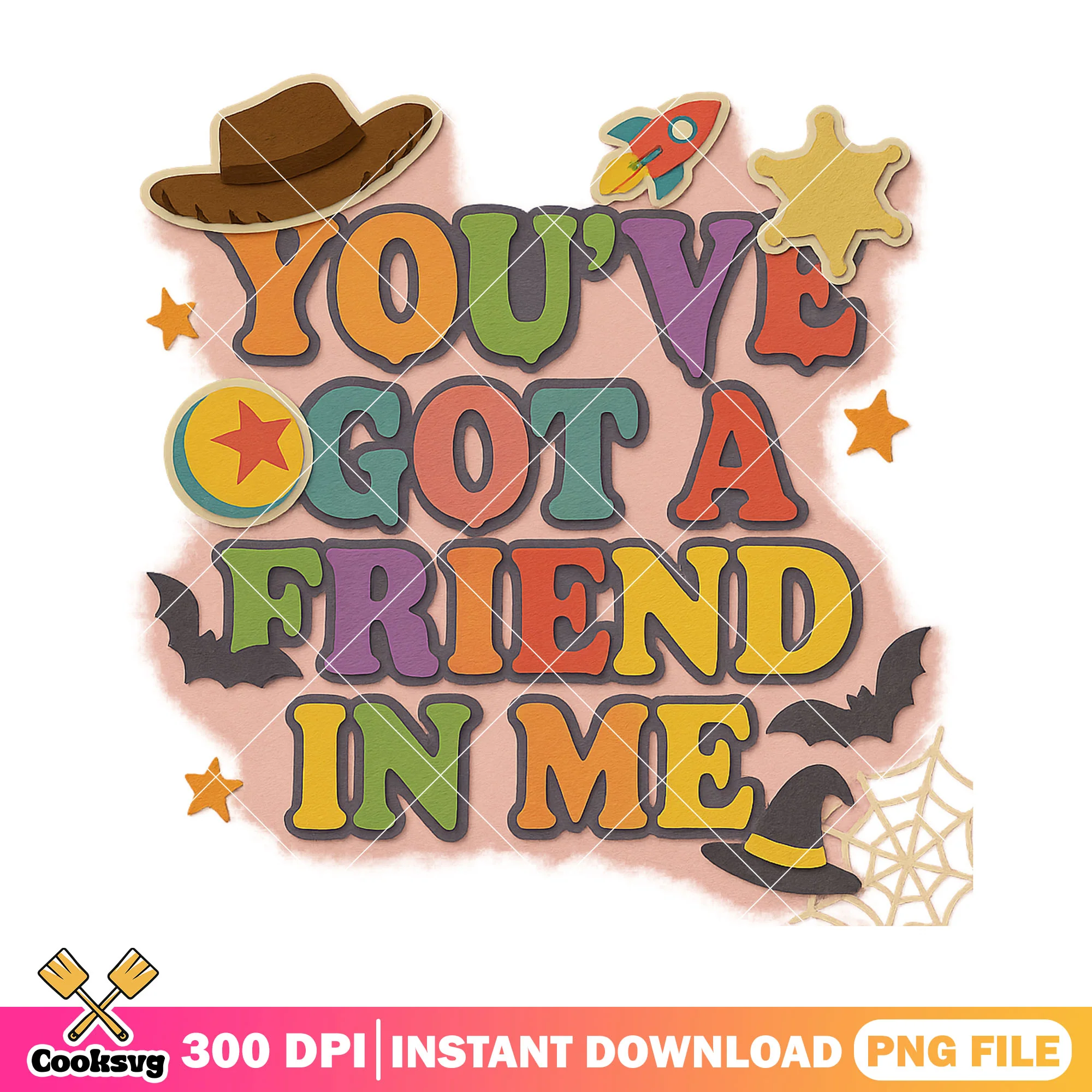 A friend in me design png, this is halloween png, font cute png