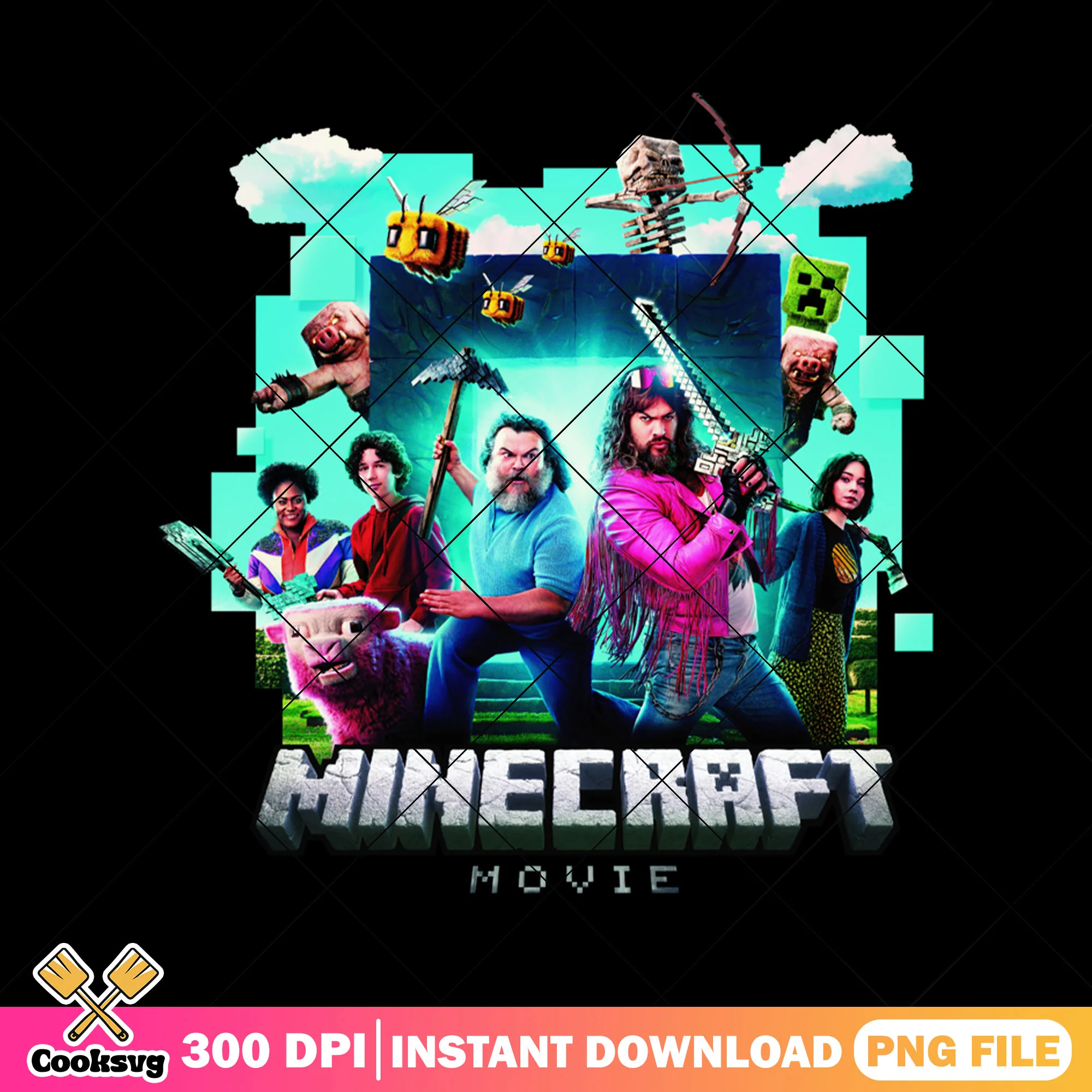 A minecraft movie poster png, a minecraft movie png, minecraft game png