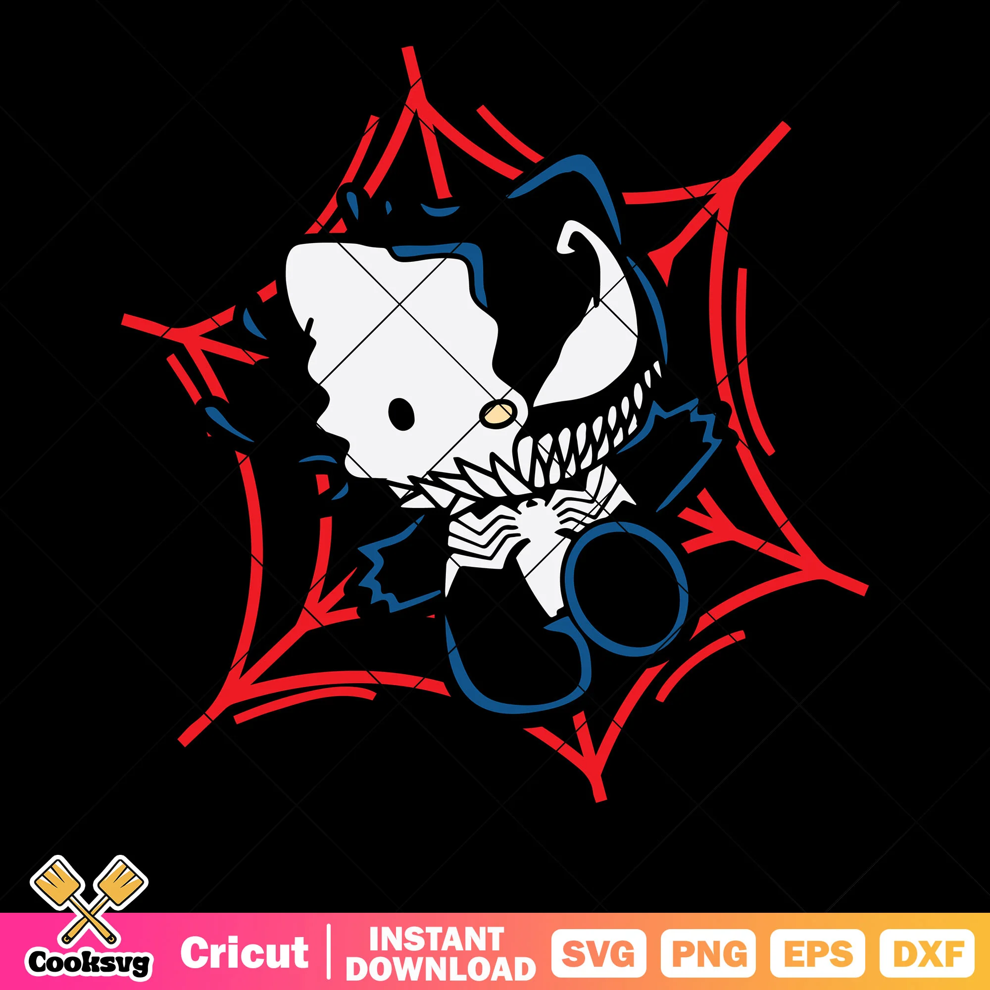 Adorable Hello kitty svg, pink bow tie svg, venom costume svg