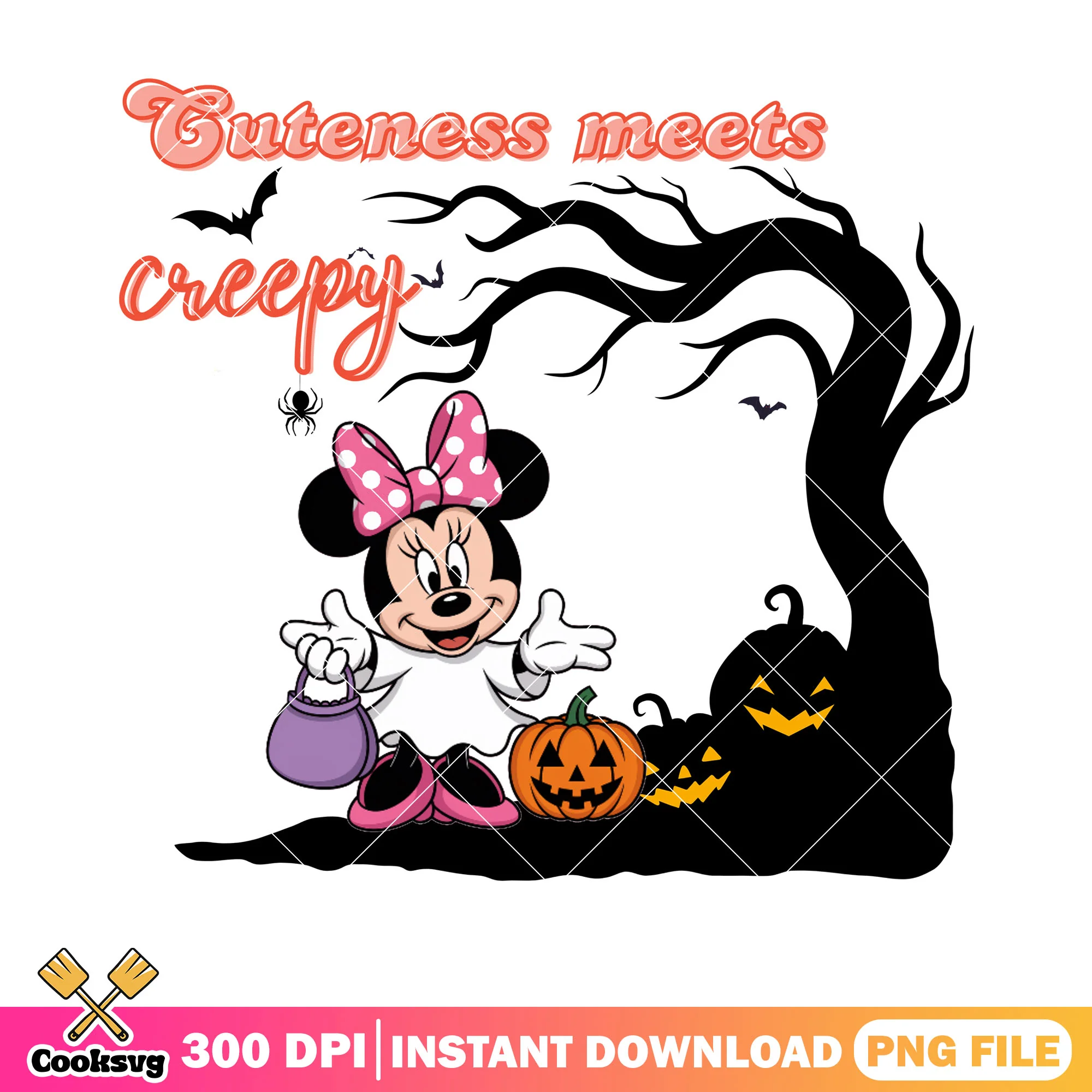 Adorable minnie mouse png, wicker pumpkin png, pink bow tie png