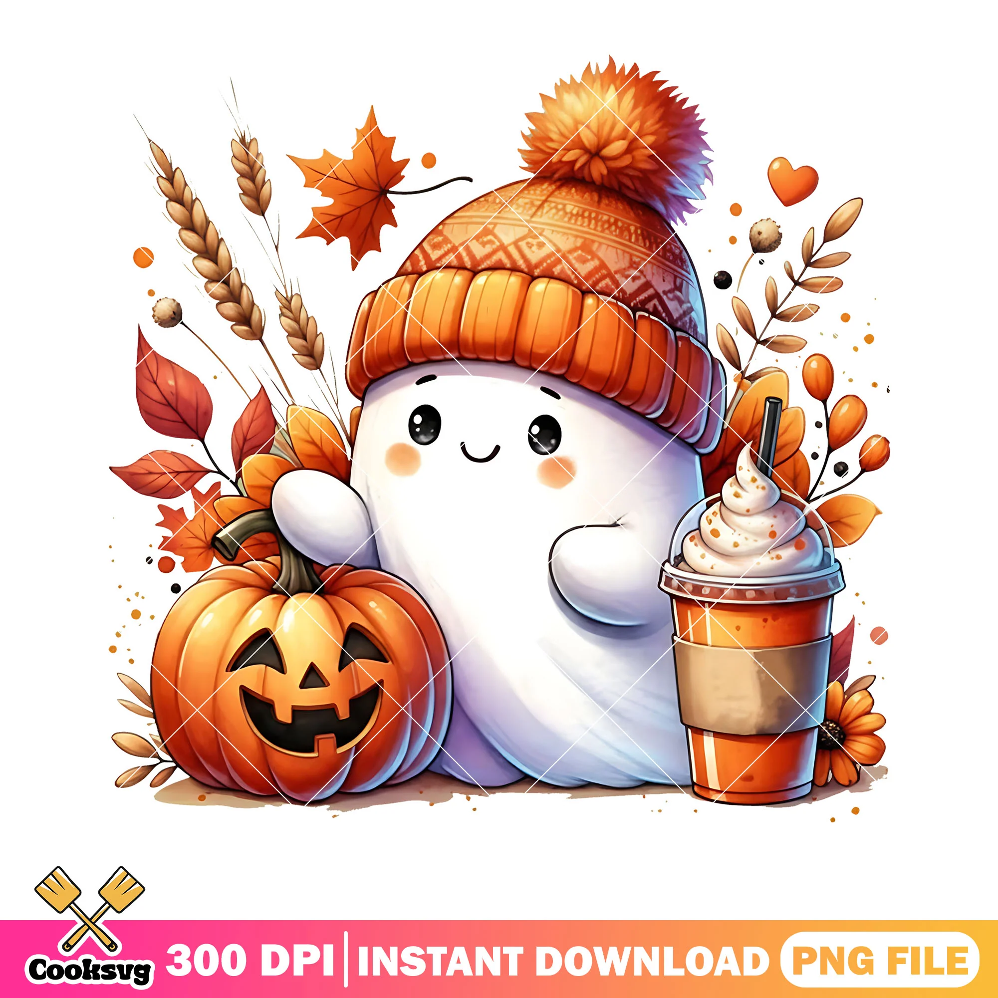 Adorable spirit png, scary halloween png, halloween pumpkin png