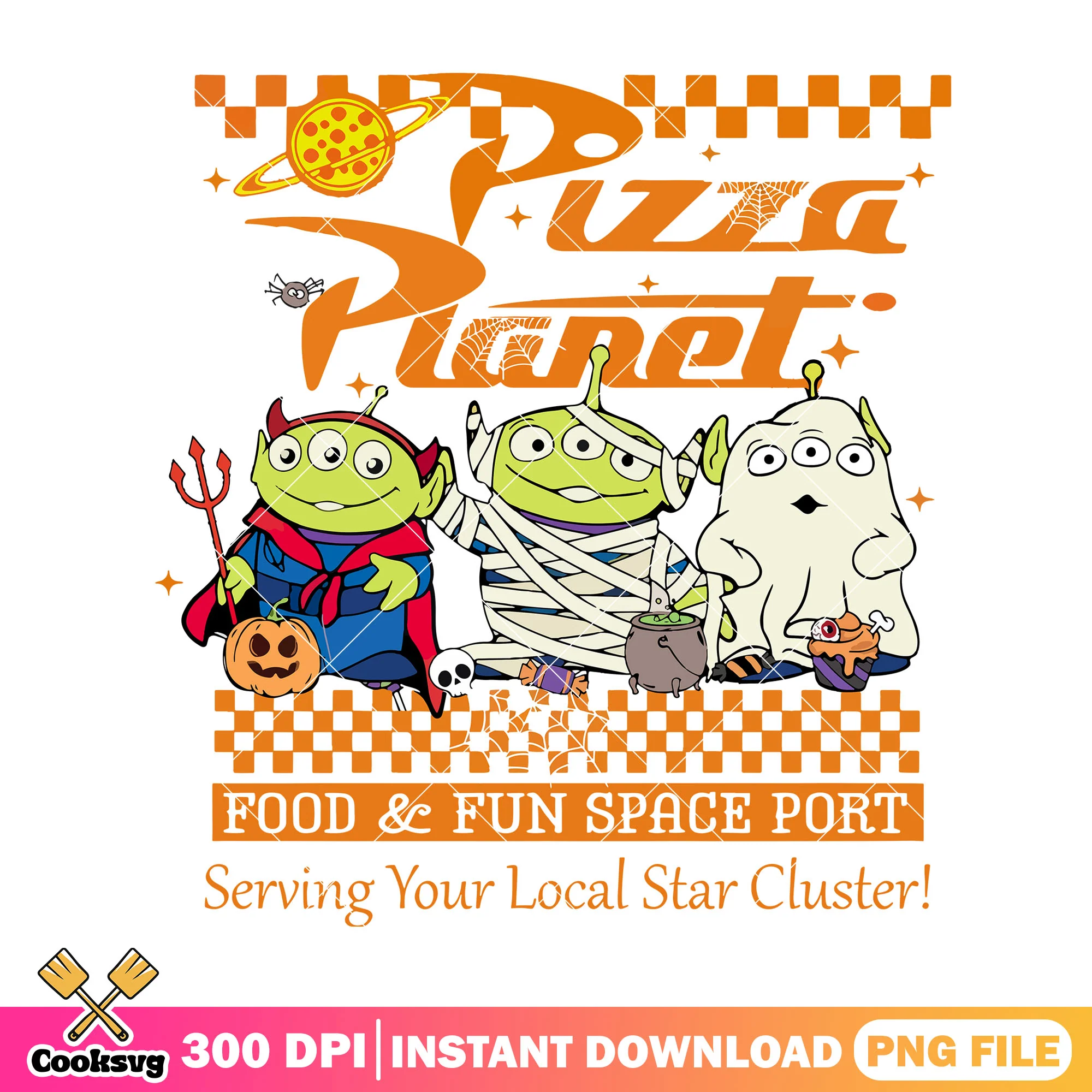 Alien pizza planet design png, alien cartoon png, cartoon costumes png