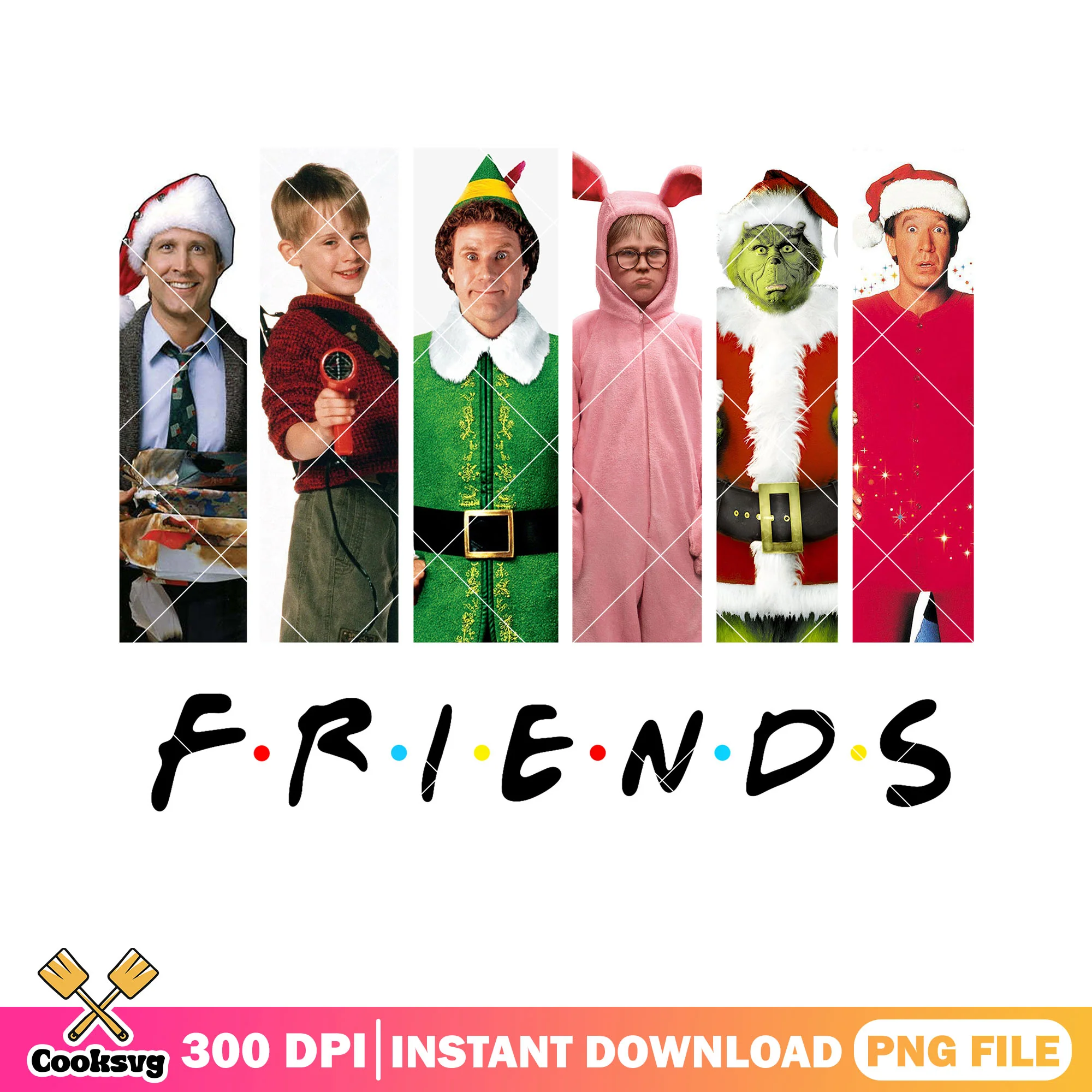 All i want for xmas png, friends tv show png, santa claus costume png