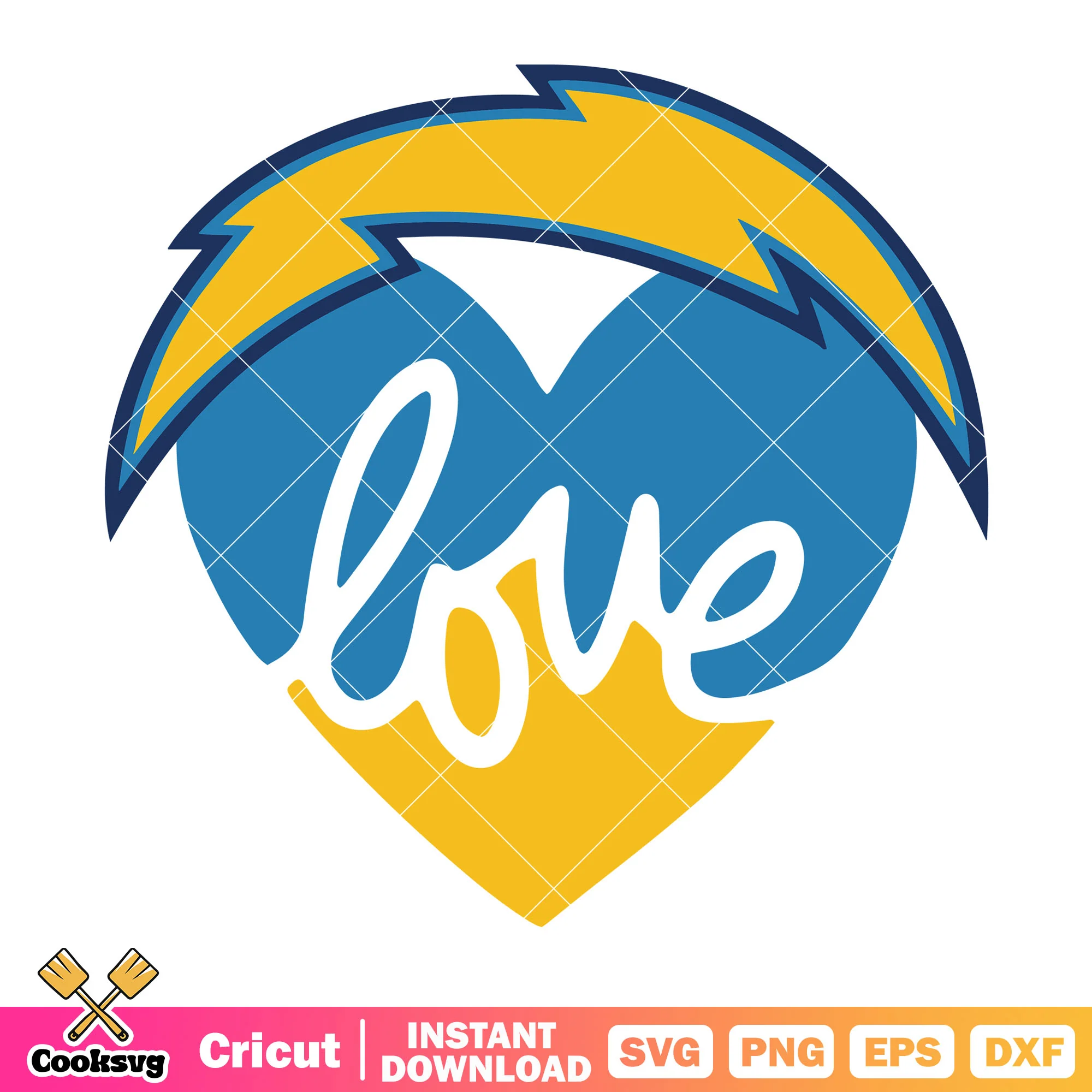 All my heart for chaegers svg, super bowl svg, la chargers svg
