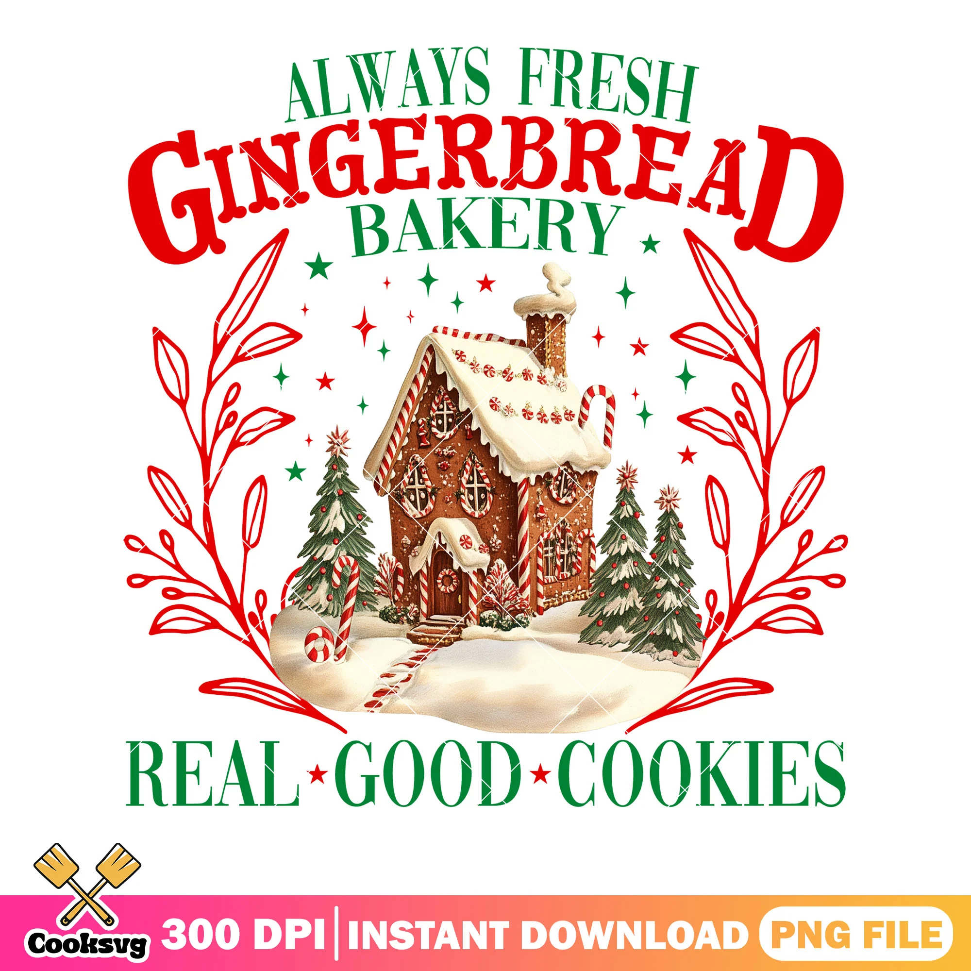 Always fresh gingerbread bakery png, christmas snack png, xmas png