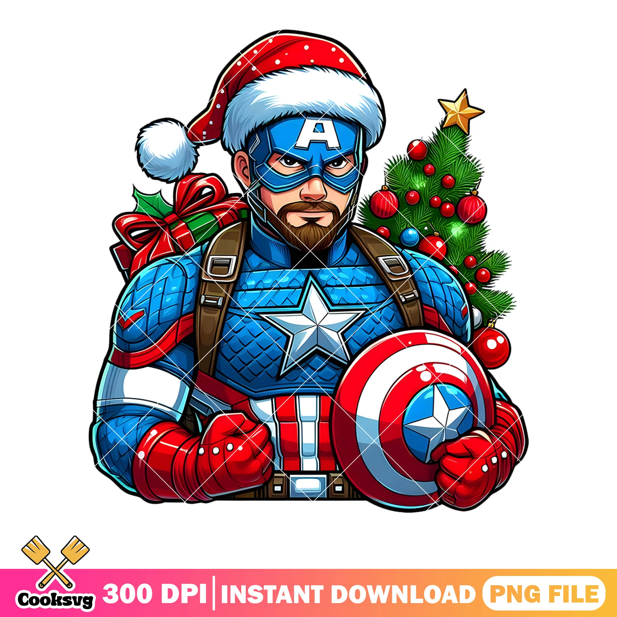 America captain christmas png, captain america png, christmas vibes png