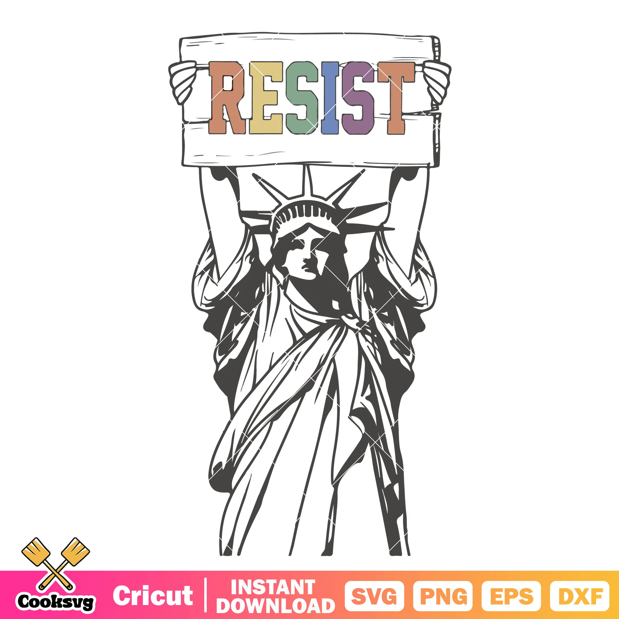 America statue and resist svg, the statue of liberty svg