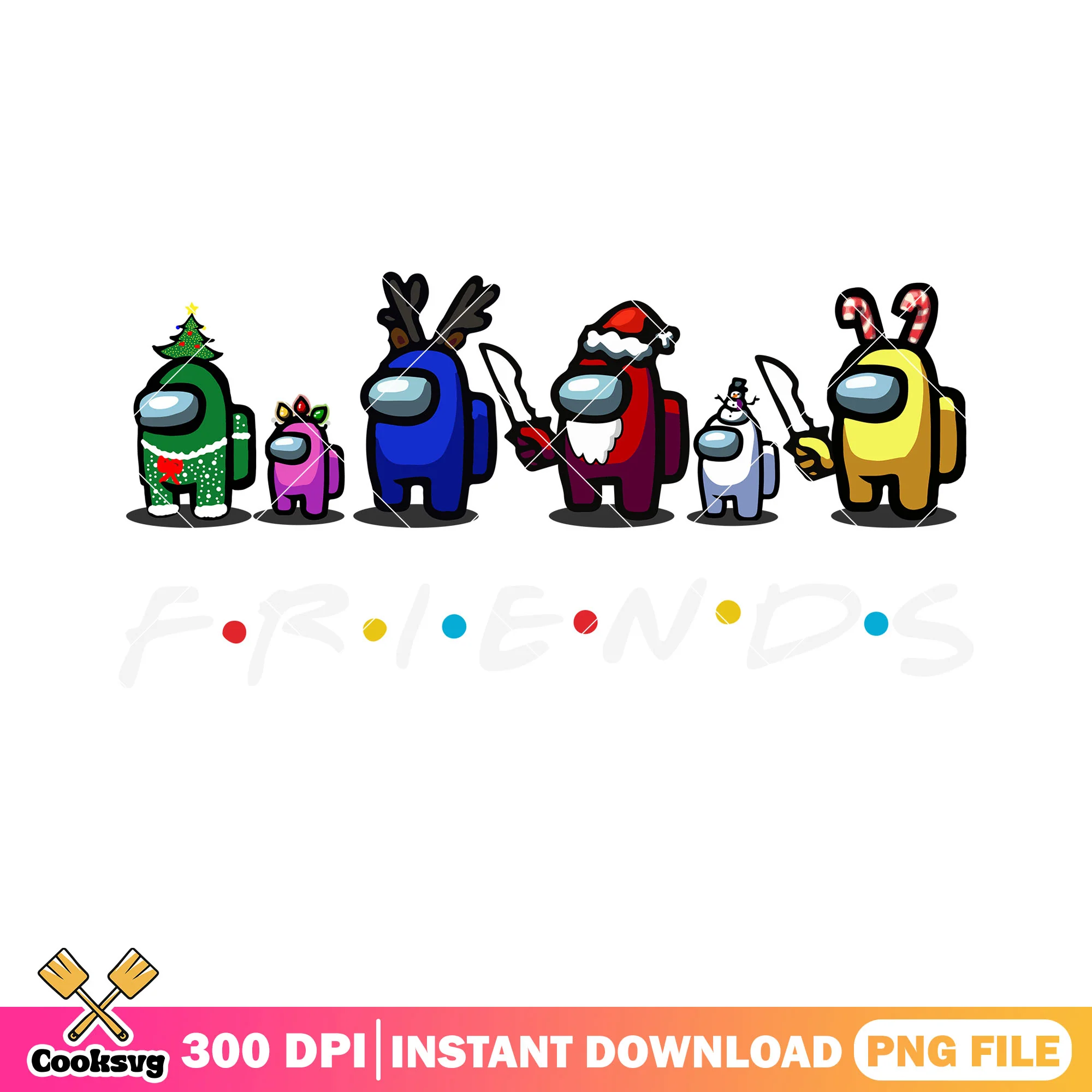 Among us crewmate friends png, sus funny christmas png, gamer png