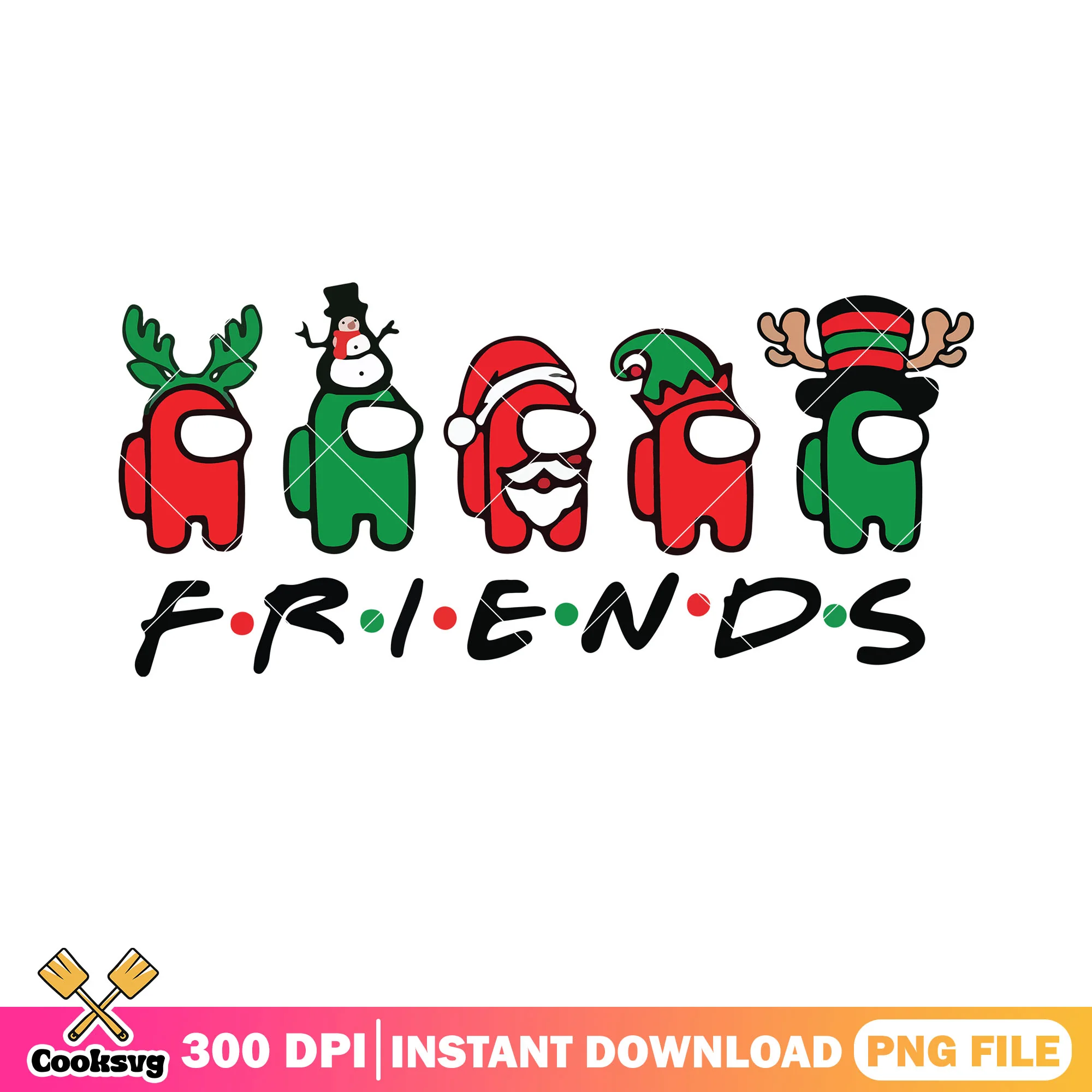 Among us santa claus png, reindeer christmas png, friends logo png