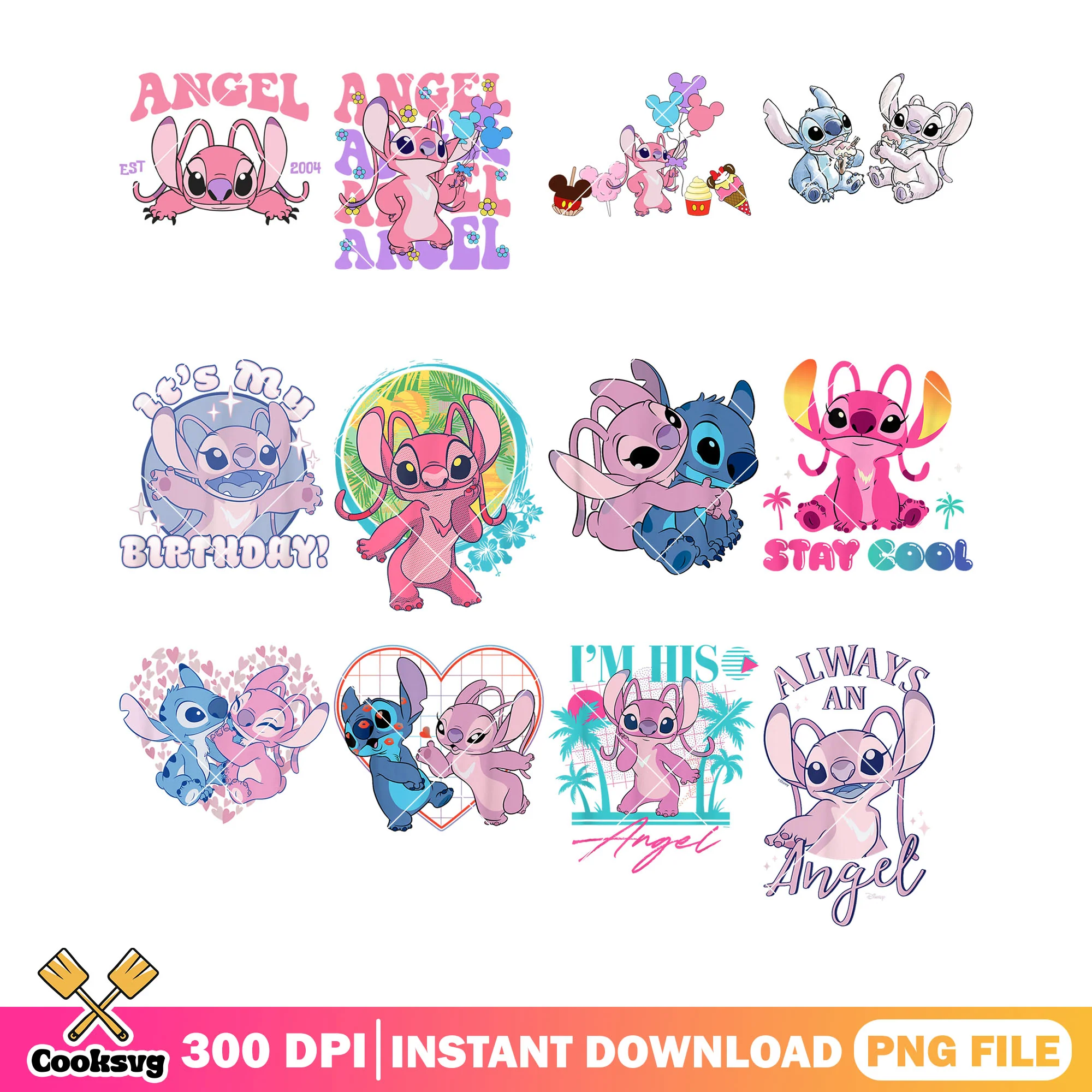 Angel stitch disney png bundle, disney angel png, angel stitch png