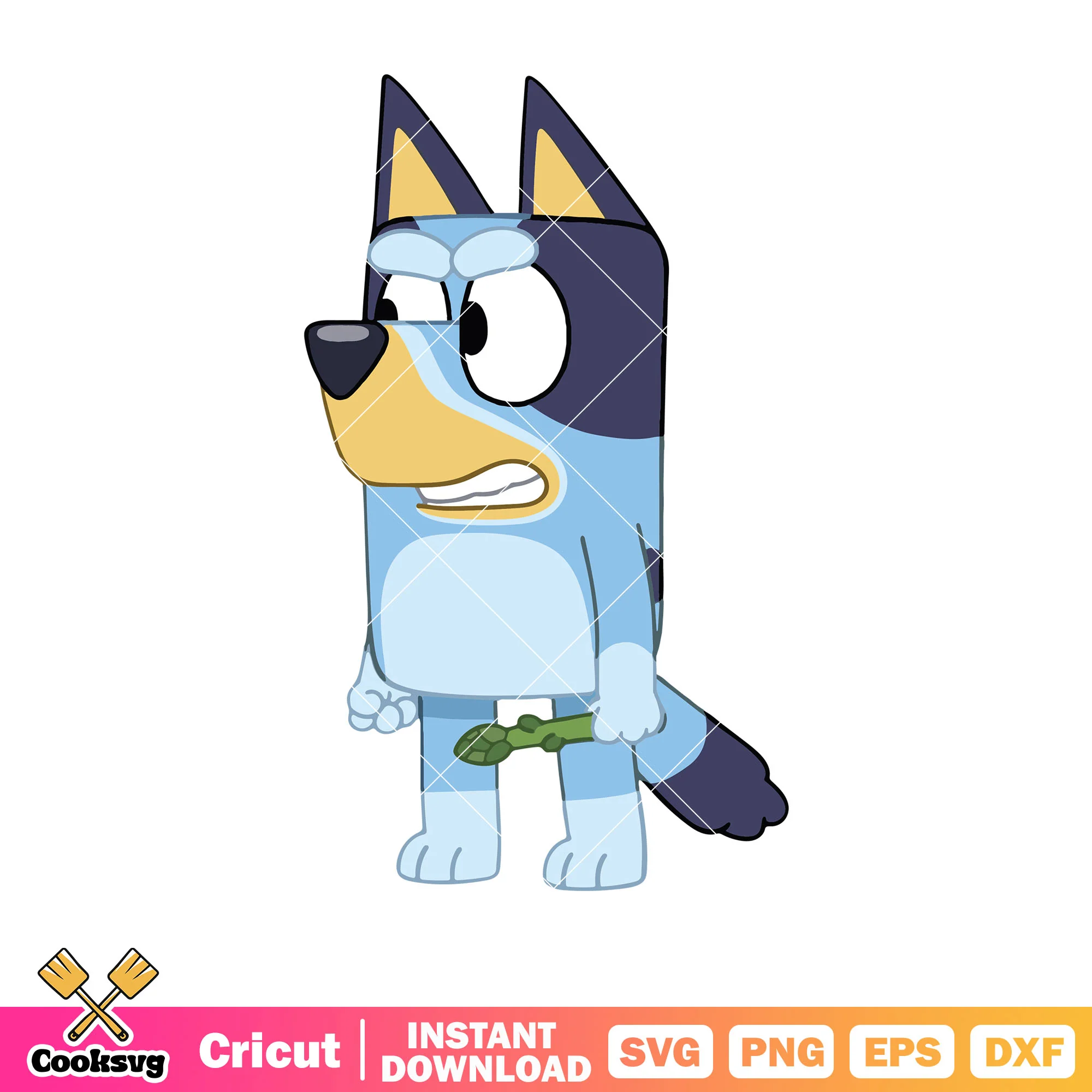Angry bluey dog and bamboo shoots svg, cartoon bluey svg, character bluey svg