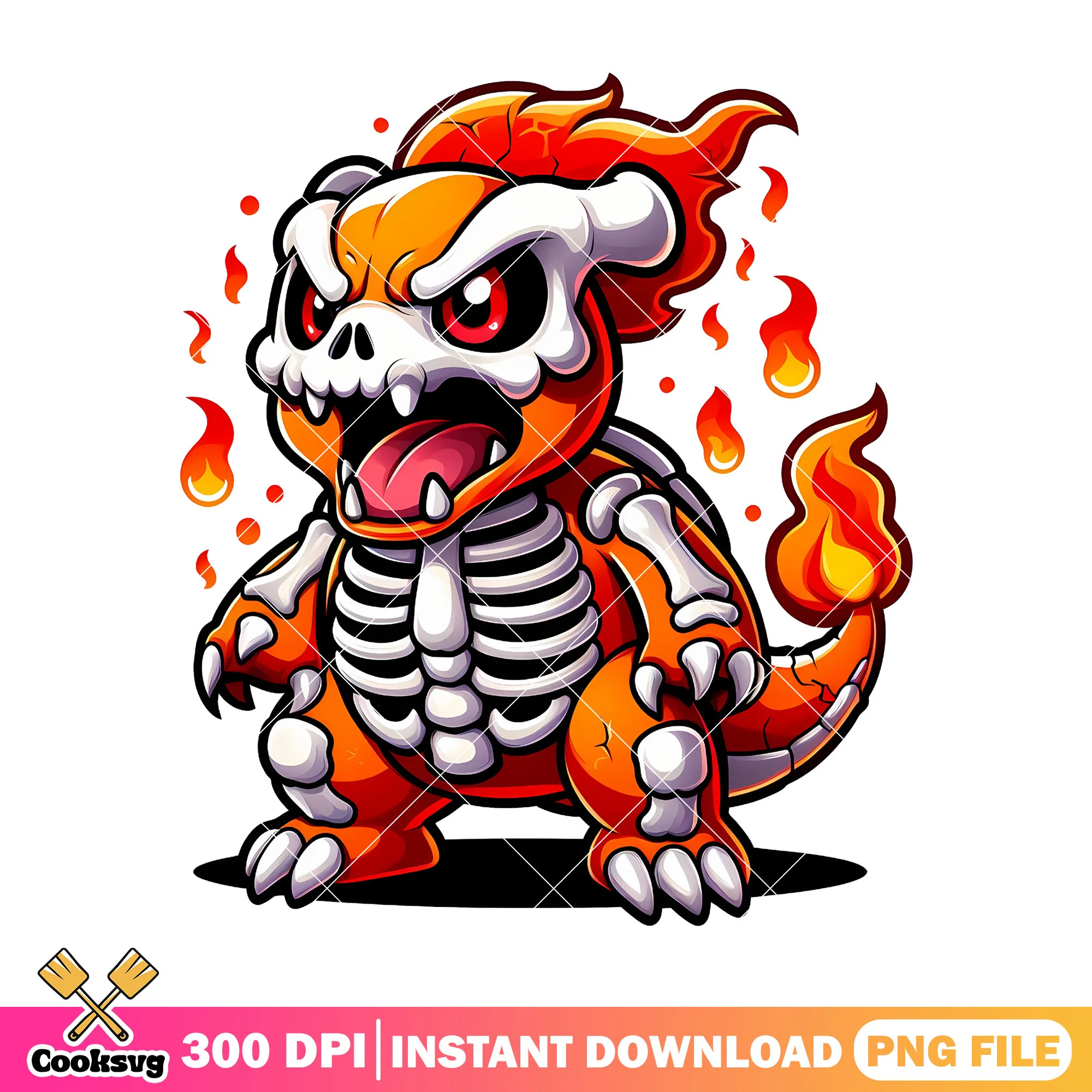 Angry charmeleon skeleton png, charmeleon png, halloween png