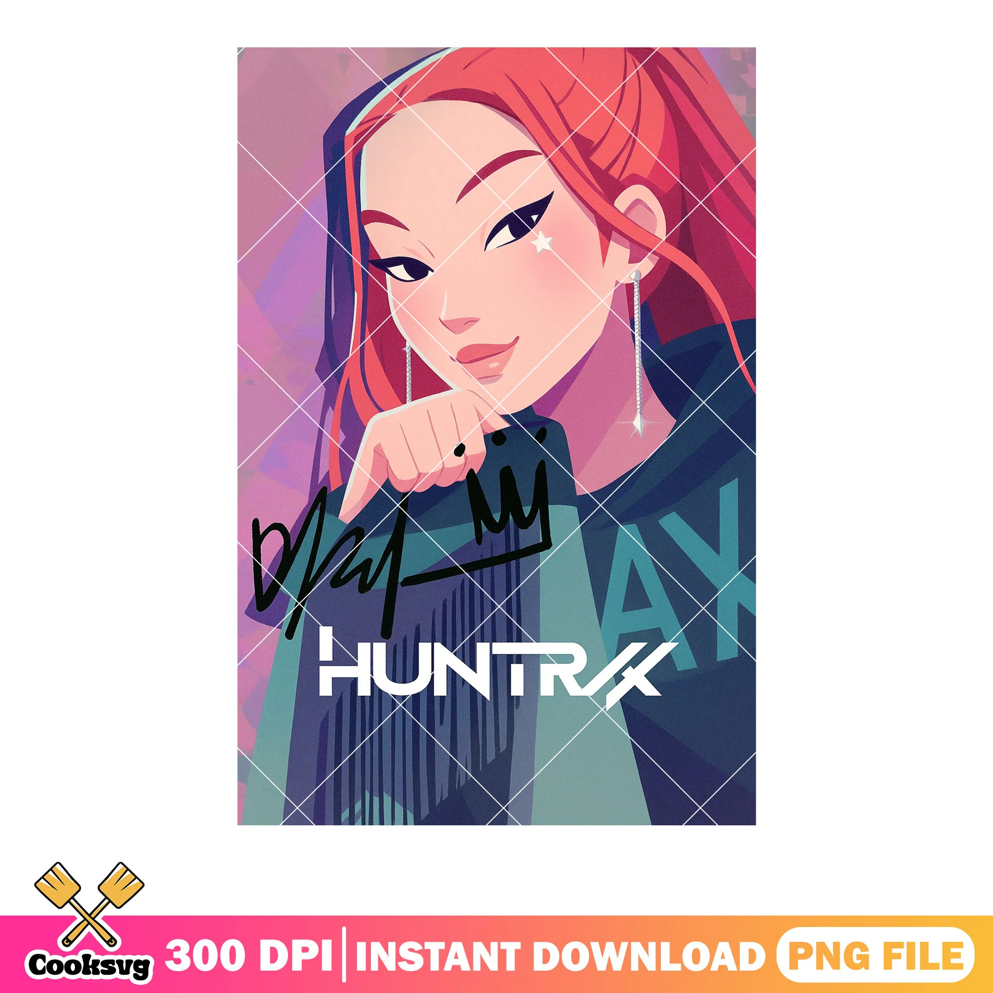 Anime avatar girl logo png, mira red hair png, kpop mira avatar png