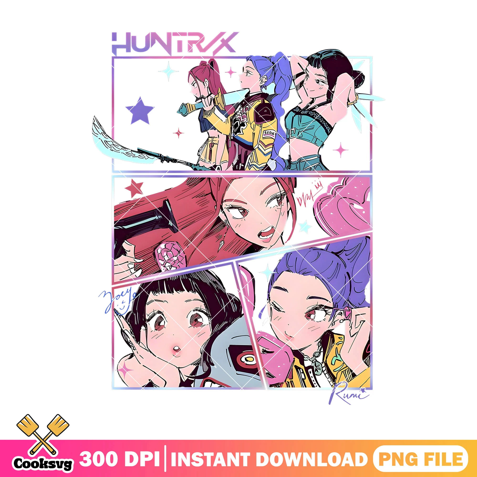 Anime style huntrix png, huntrix girl png, rumi saja png