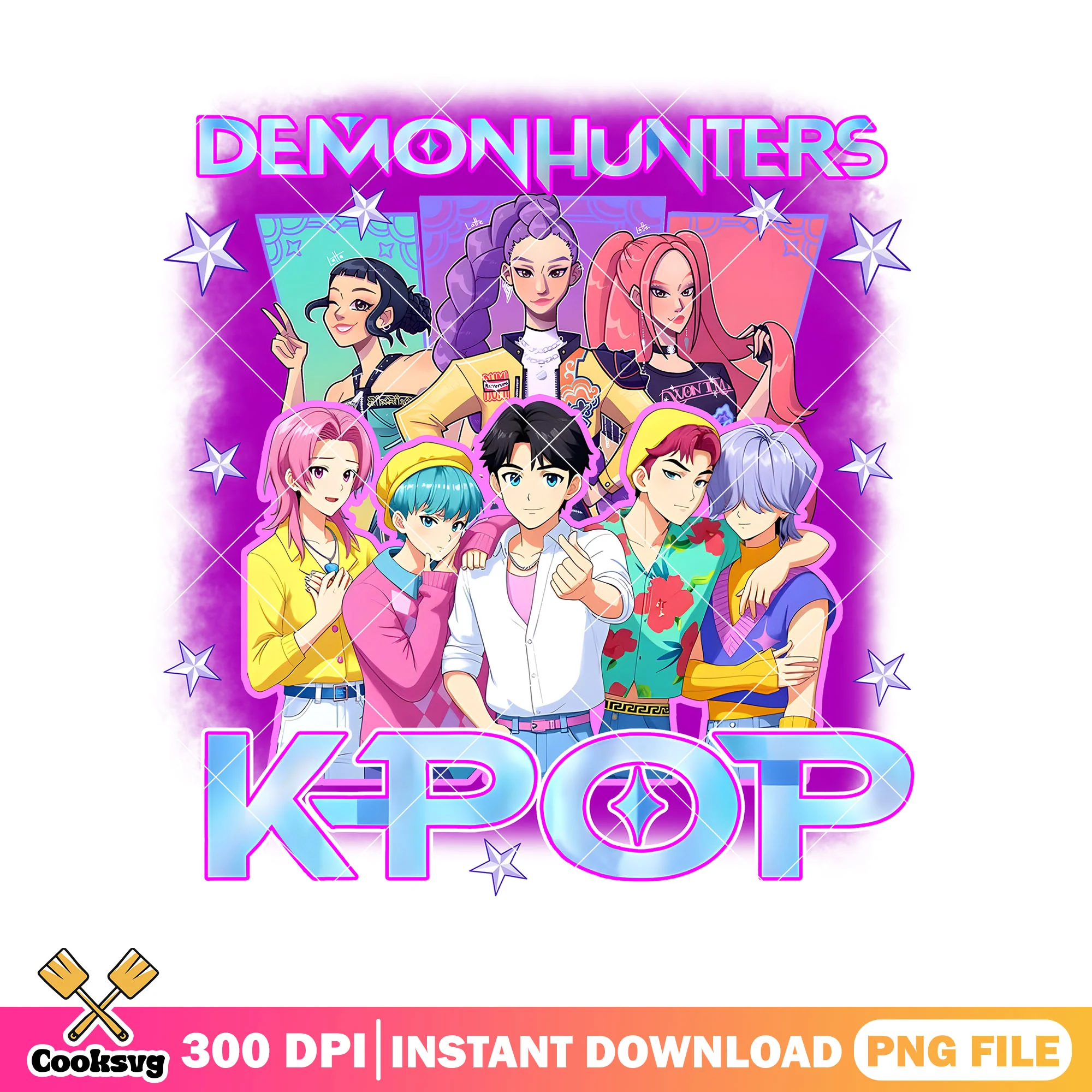 Anime style kpop hunters png, saja boys band png, huntrix kpop png