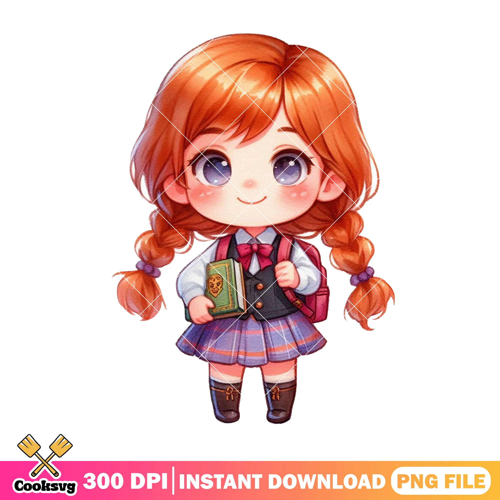 Anna chibi png, back to school cast png, disney princess standing png