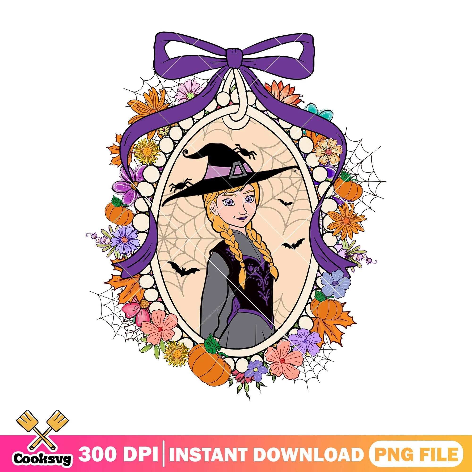 Anna cosplay witch design png, anna cute png, anna halloween png