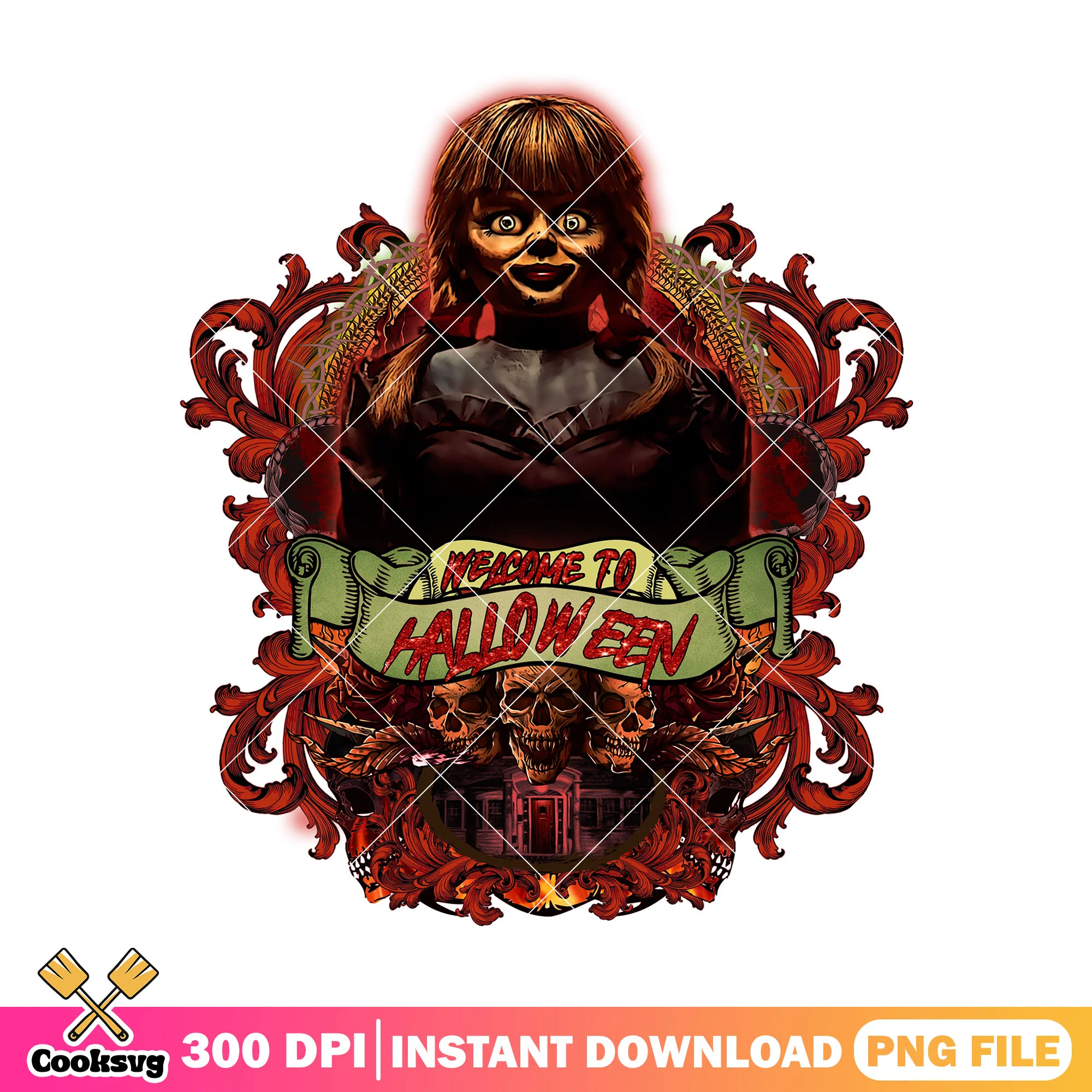Annabell welcome to halloween png, annabell movie png
