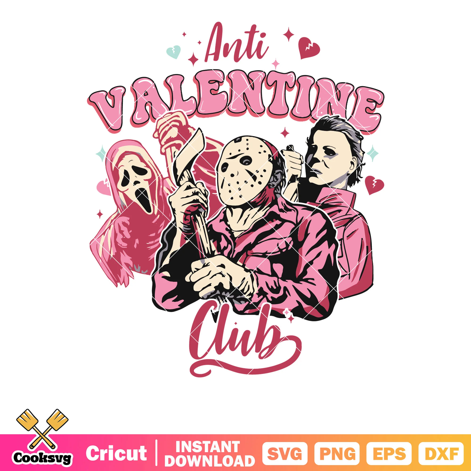 Anti pink horror valentine club svg, horror valentine svg