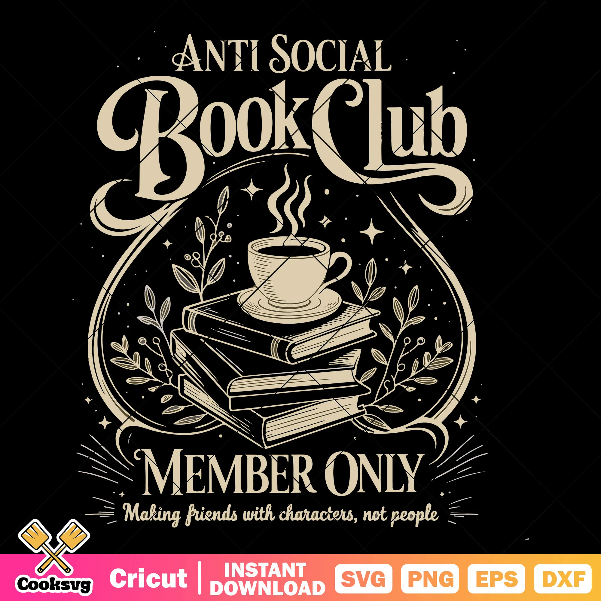 Anti social book club svg, book club svg, book quotes svg