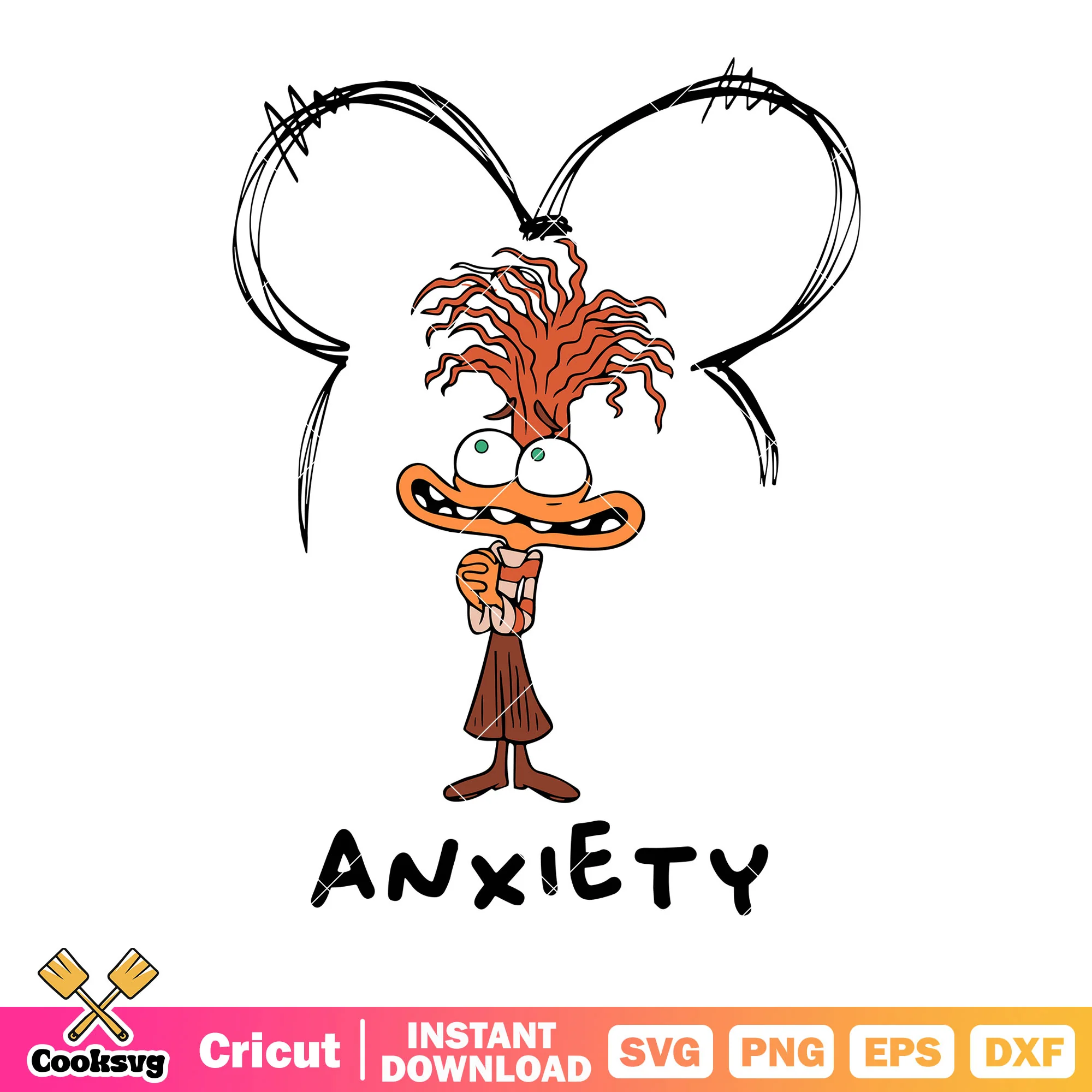 Anxiety character svg, inside out 2 svg, disney movie svg
