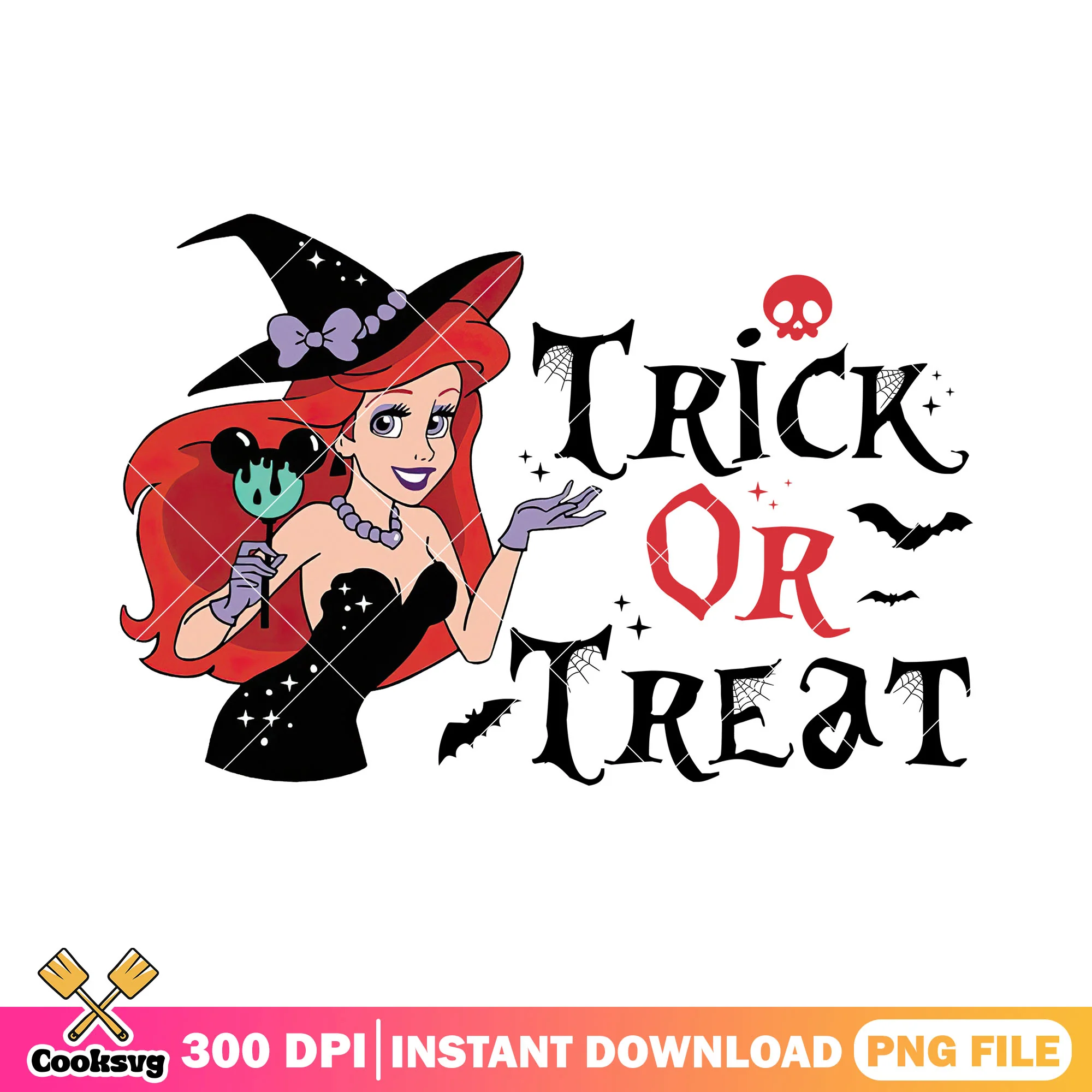 Ariel in witch costume png, disney princess png, disney halloween png