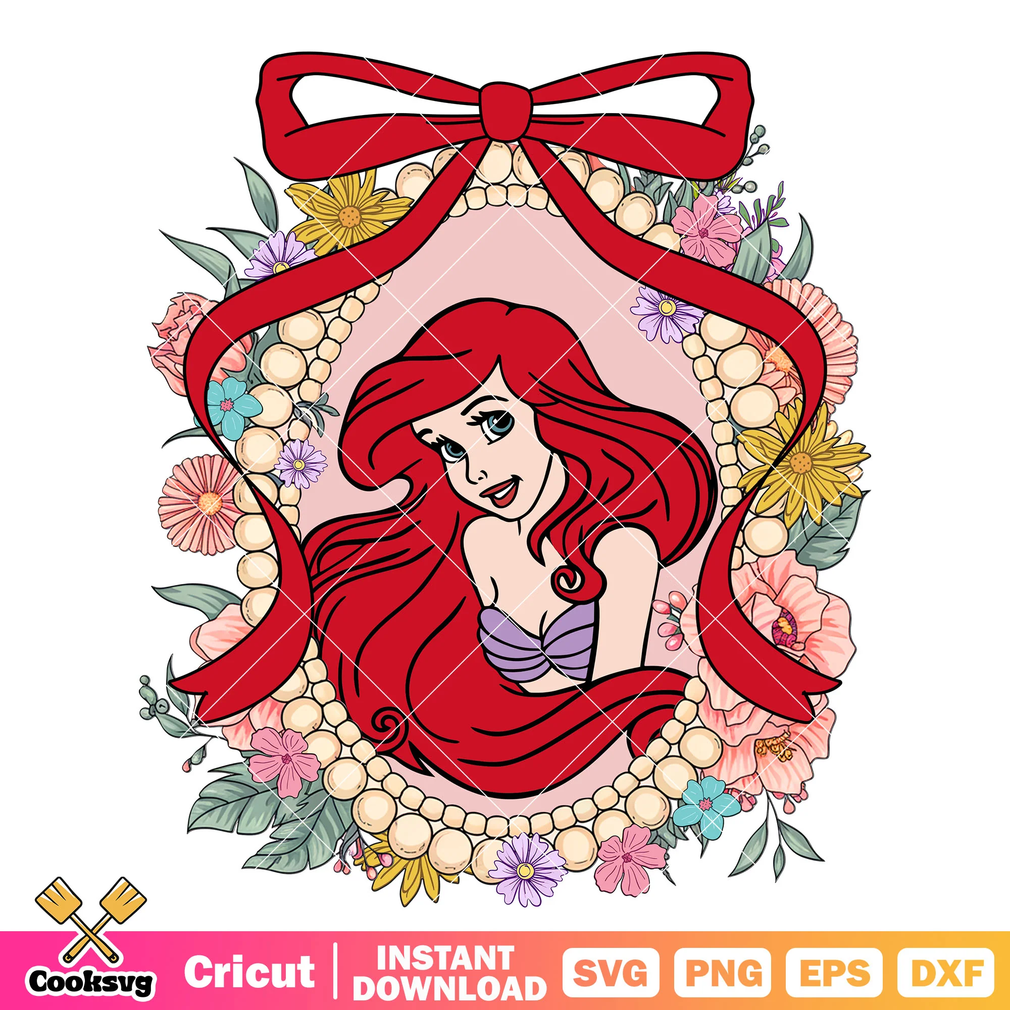 Ariel princess and bow tie mirror png, ariel princess png
