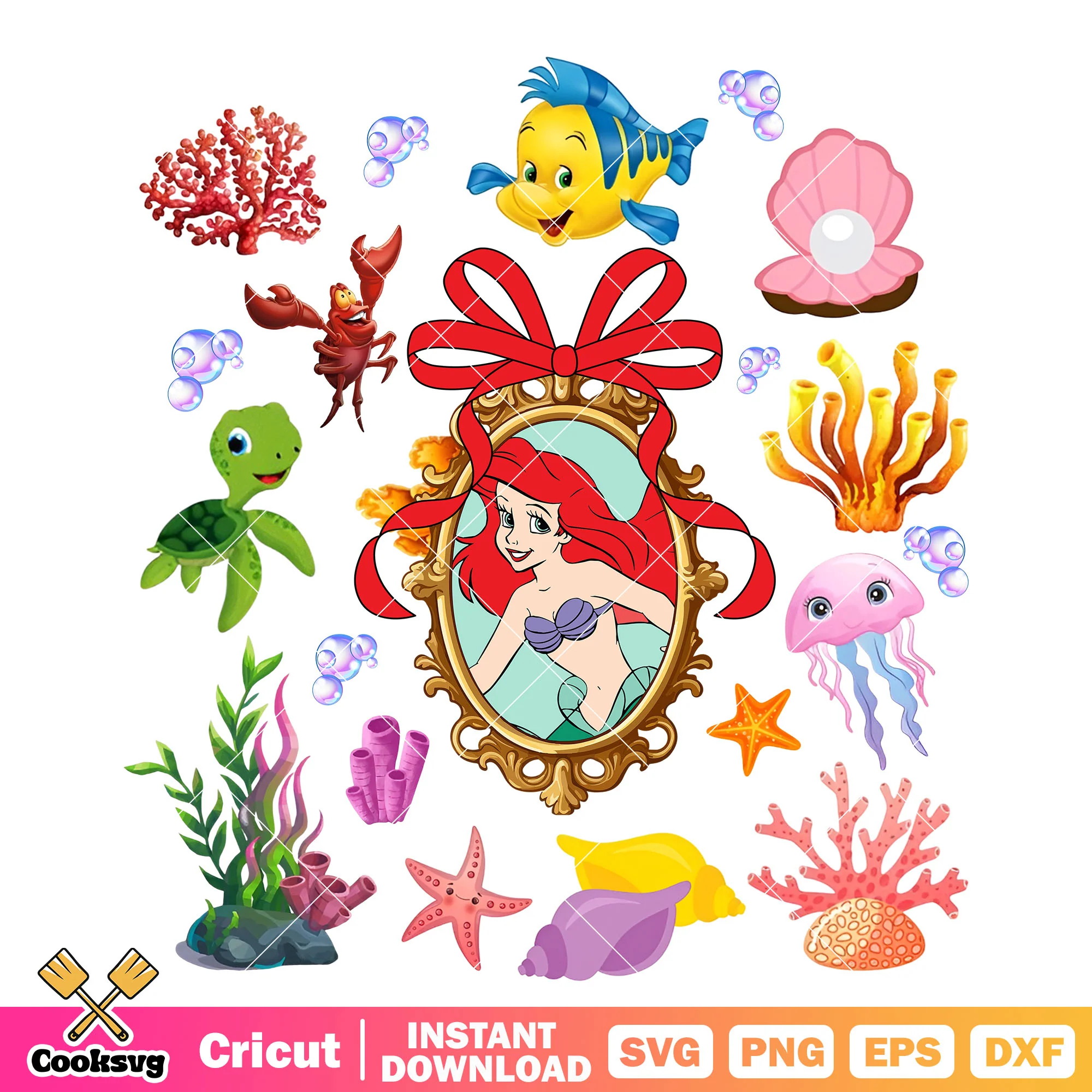 Ariel princess bow tie disney mirror png design, ariel princess png