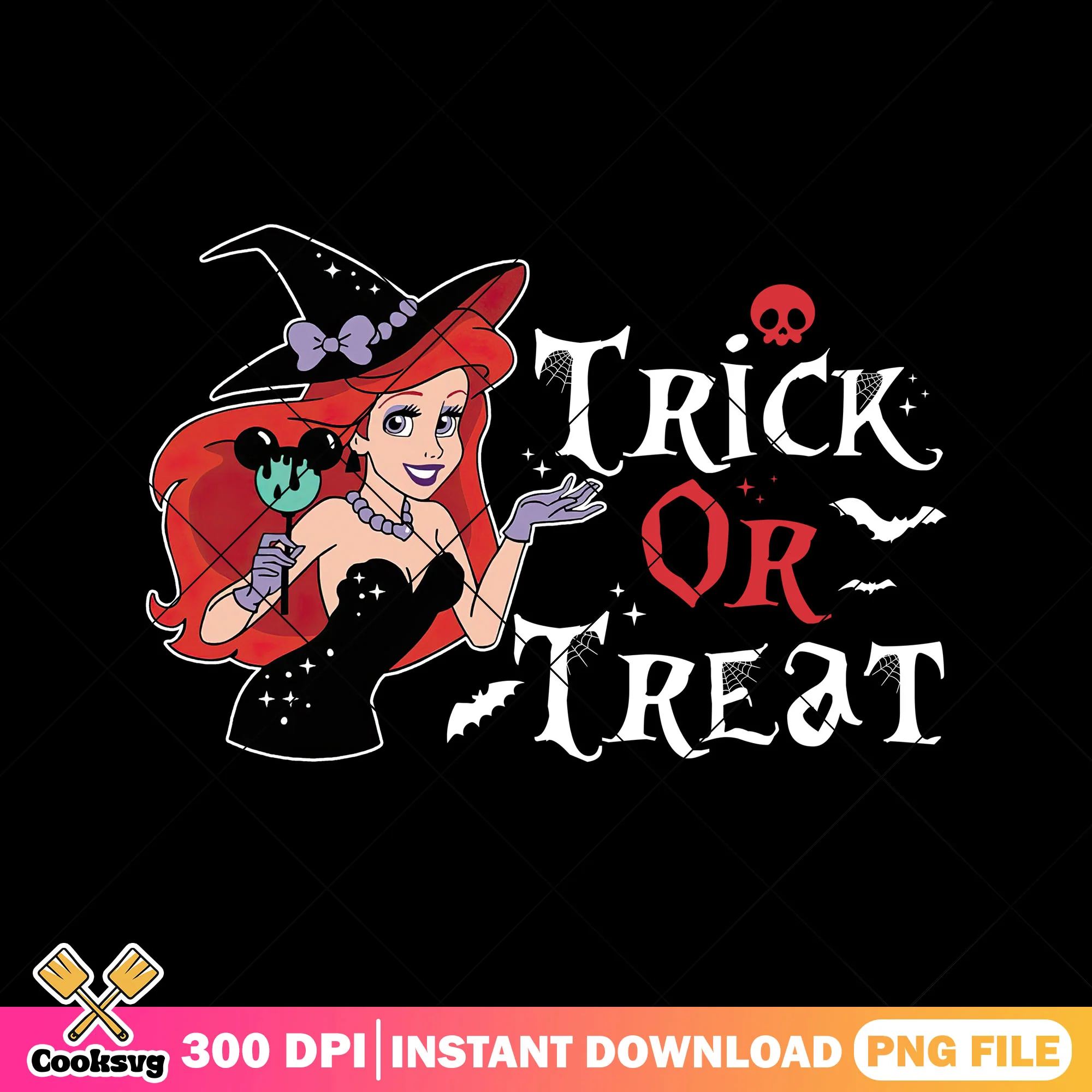Ariel trick or treat png, ariel princess png, scary disney png