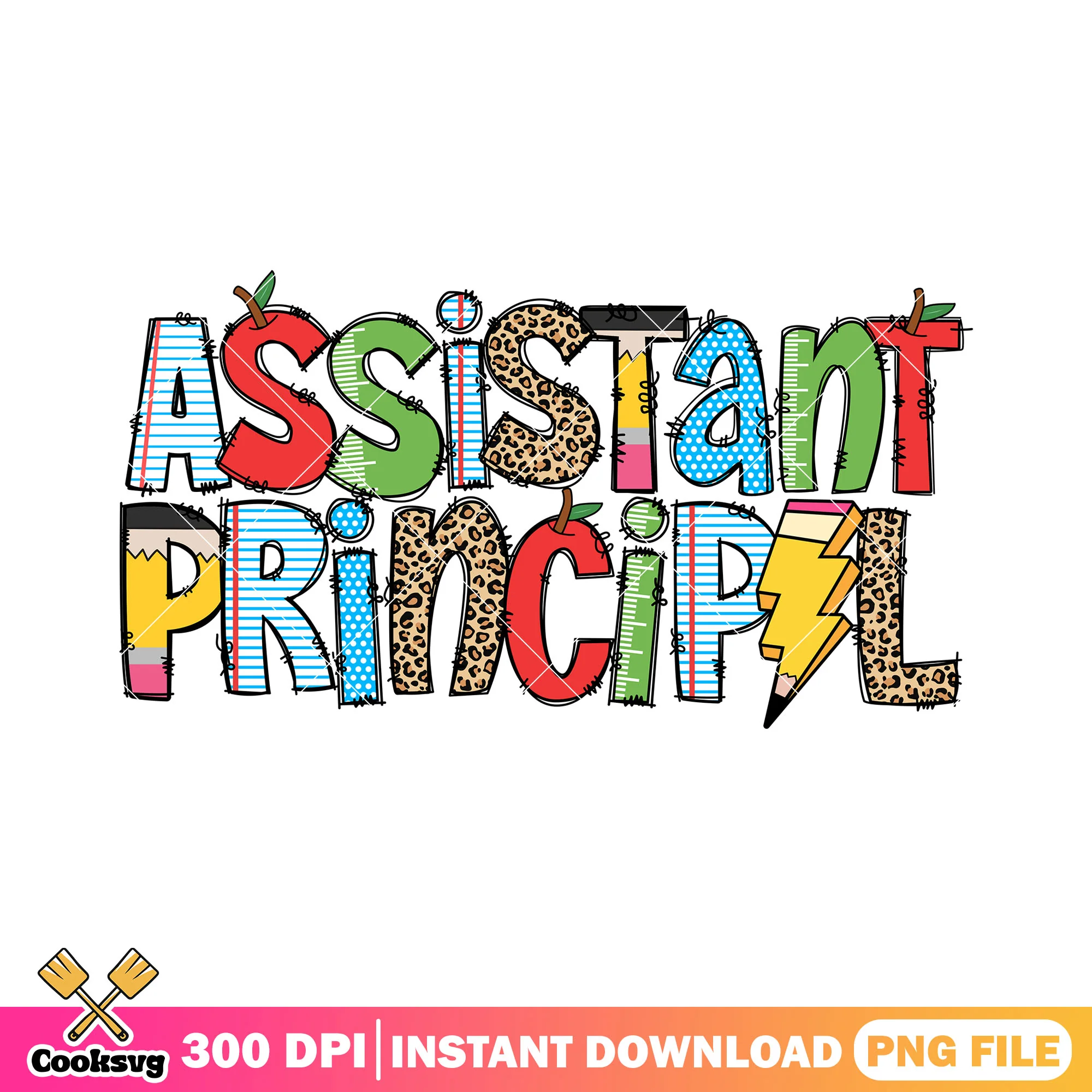 Assistant principle png, going back to school png, cute font png