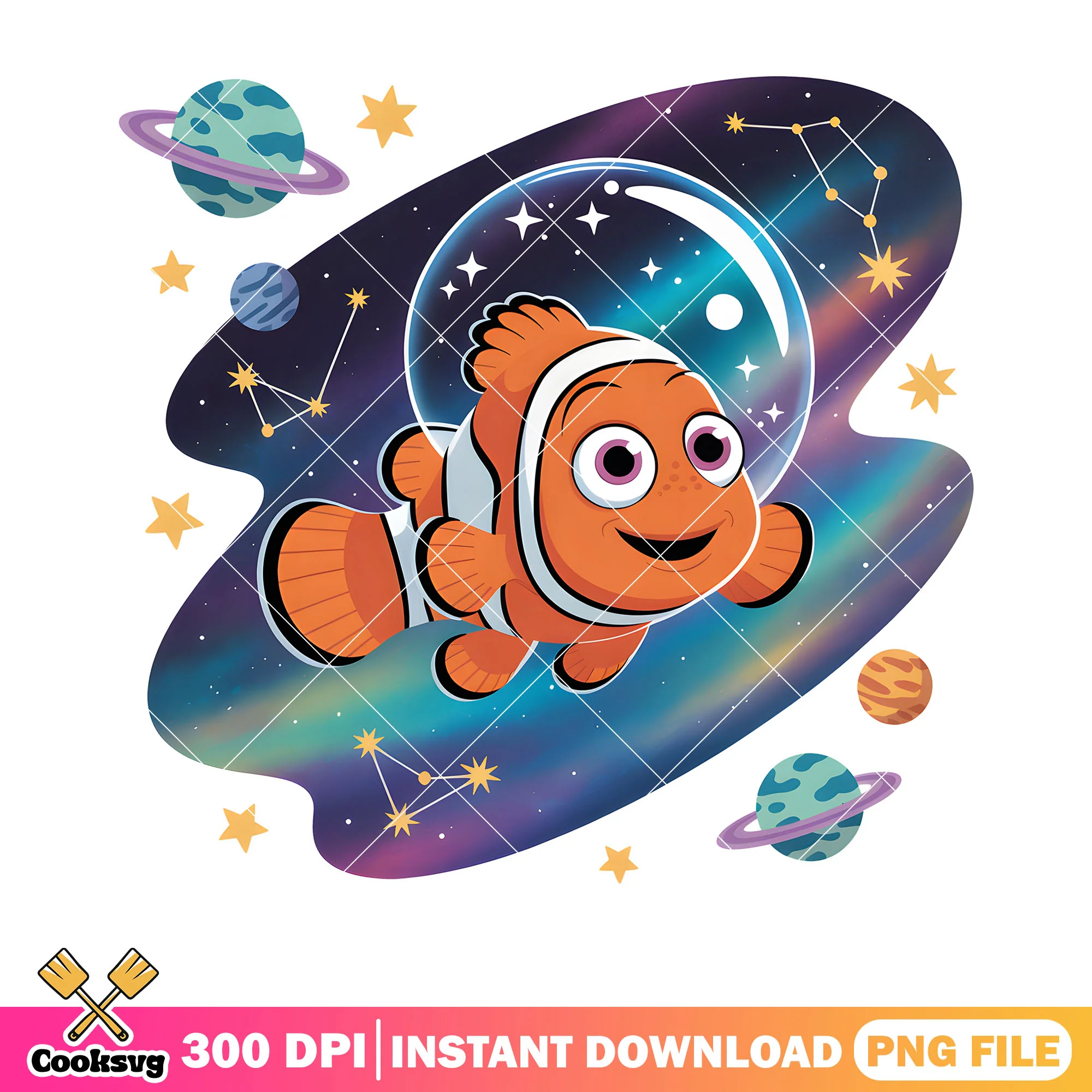 Astronaut nemo in space png, Clownfish nemo png, poster nemo png