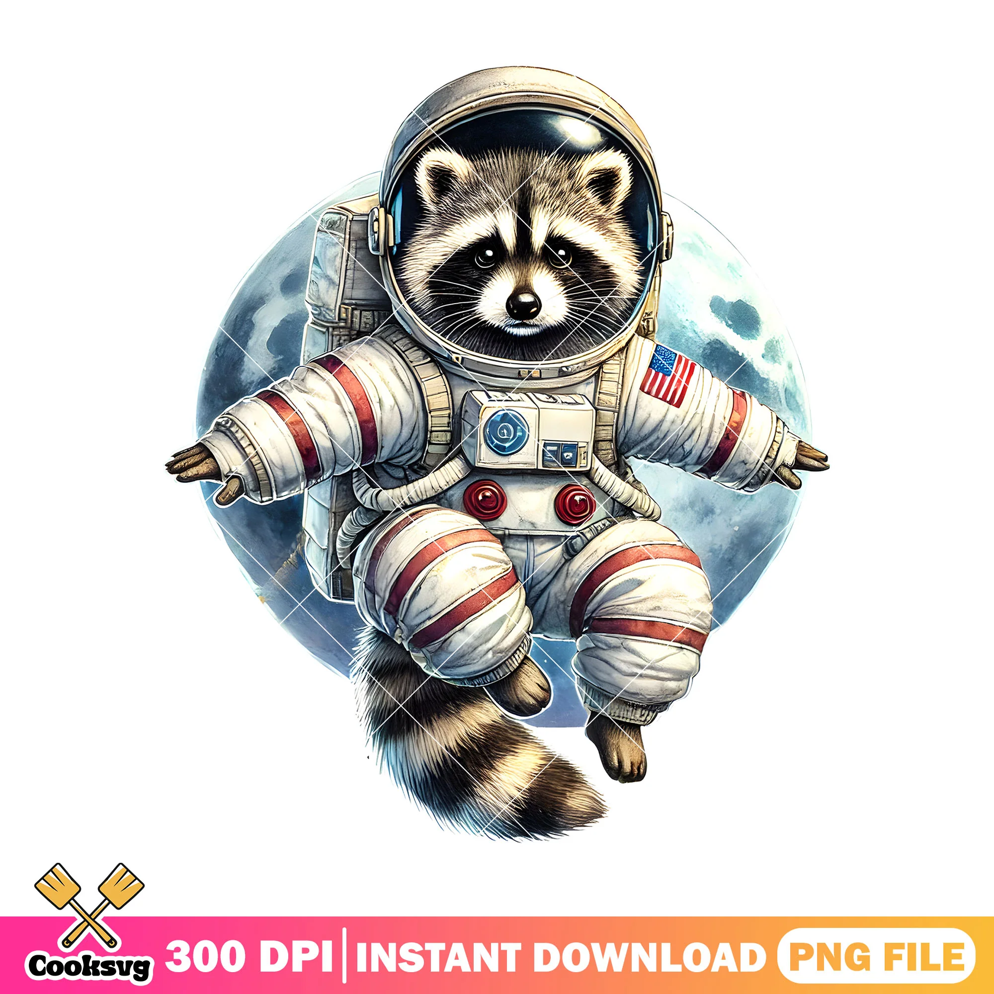 Astronaut raccoon moon space png, halloween custome png, cartoon png