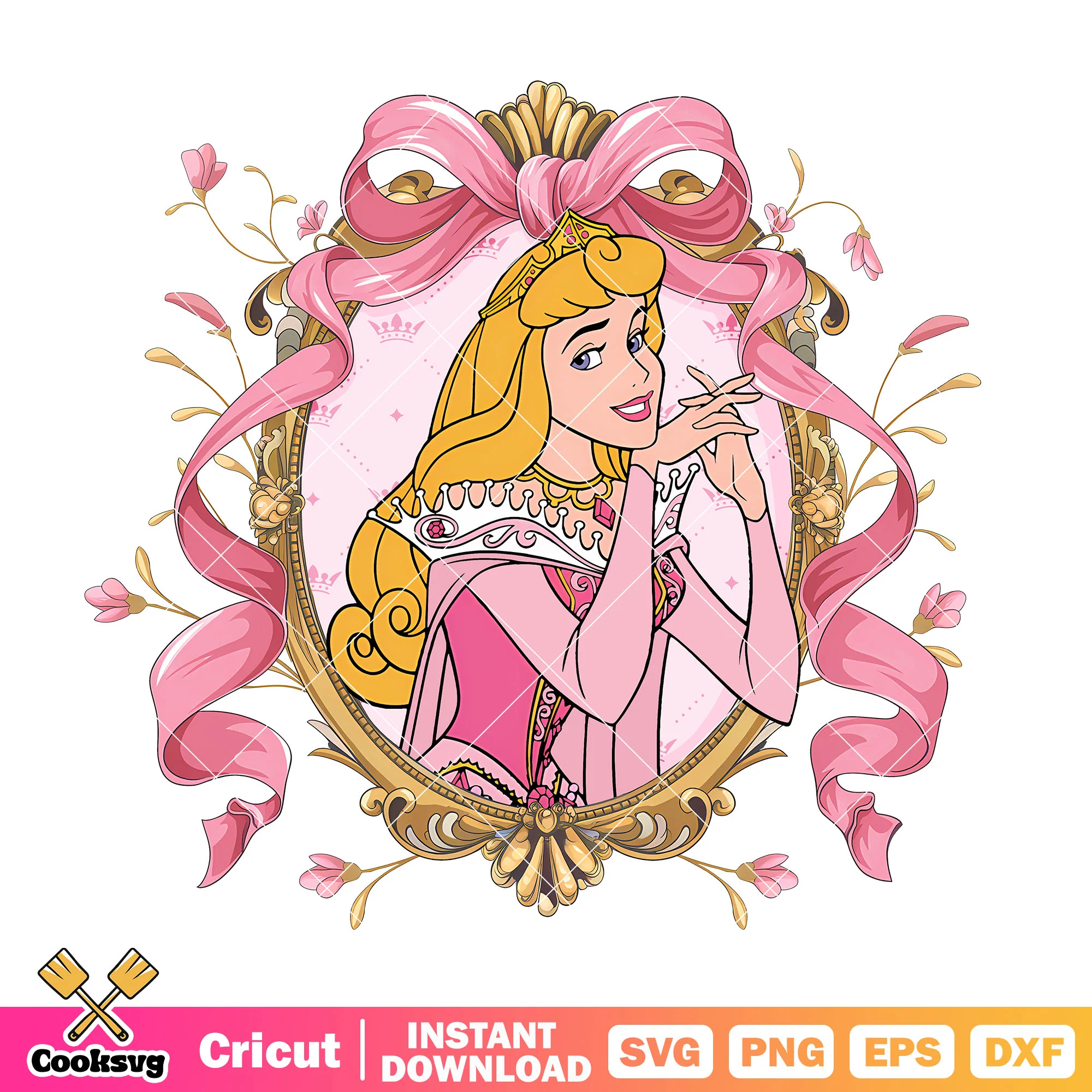 Aurora princess pink bow tie mirror png, aurora disney png
