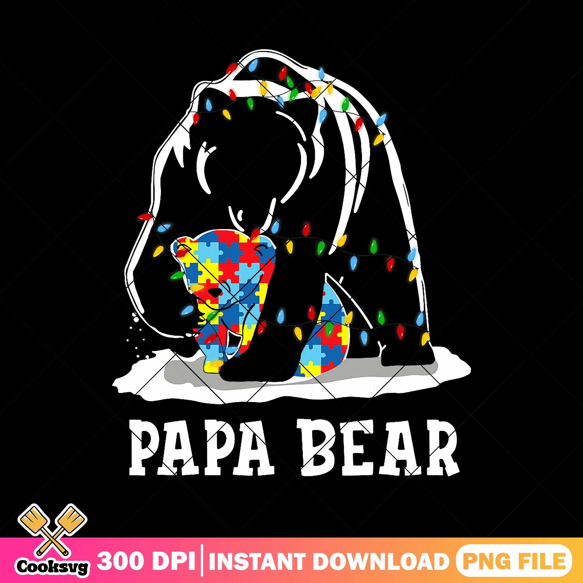 Autism awareness papa bear png, matching family png, fathers day png