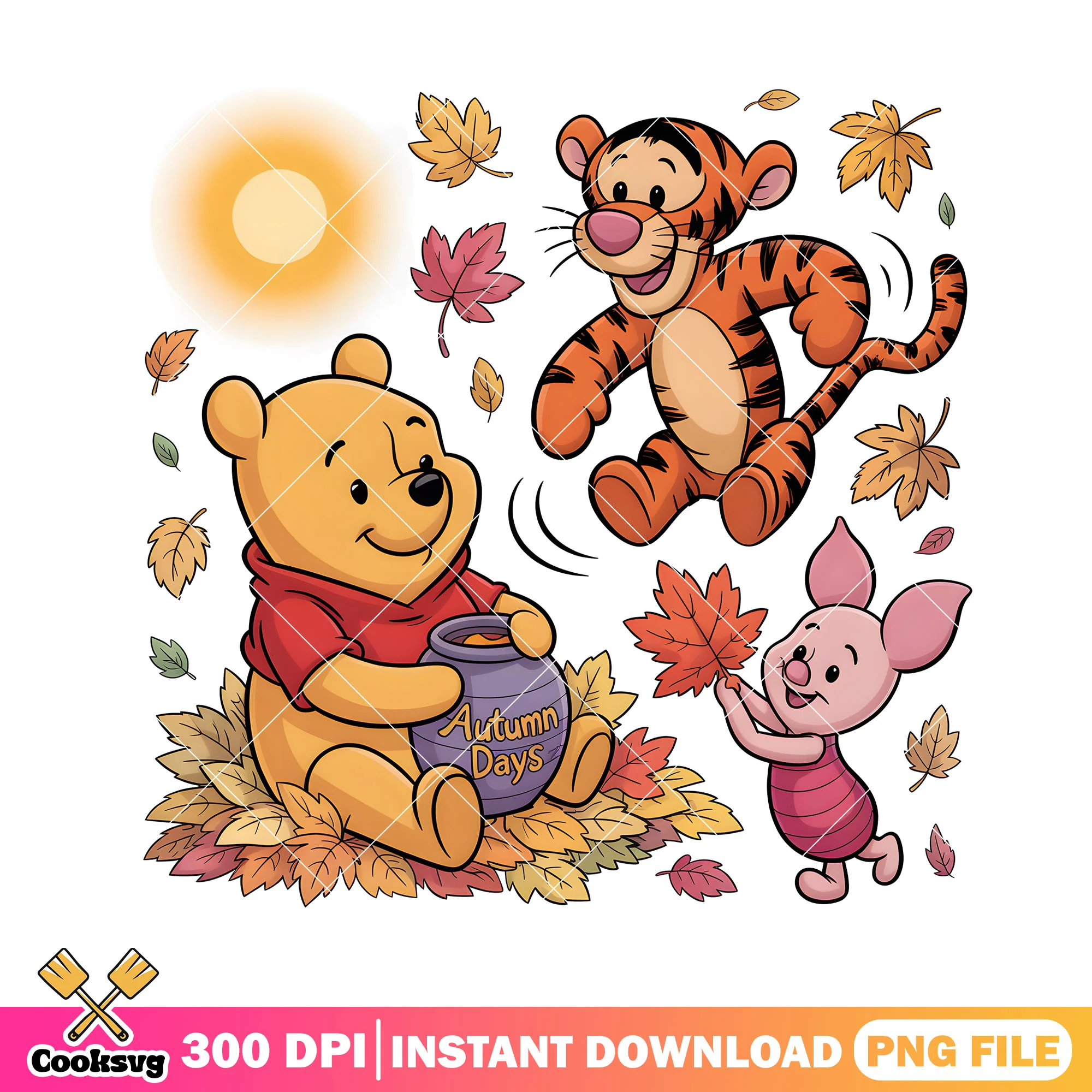 Autumn days pooh winnie png, pooh friends png, pooh poster png