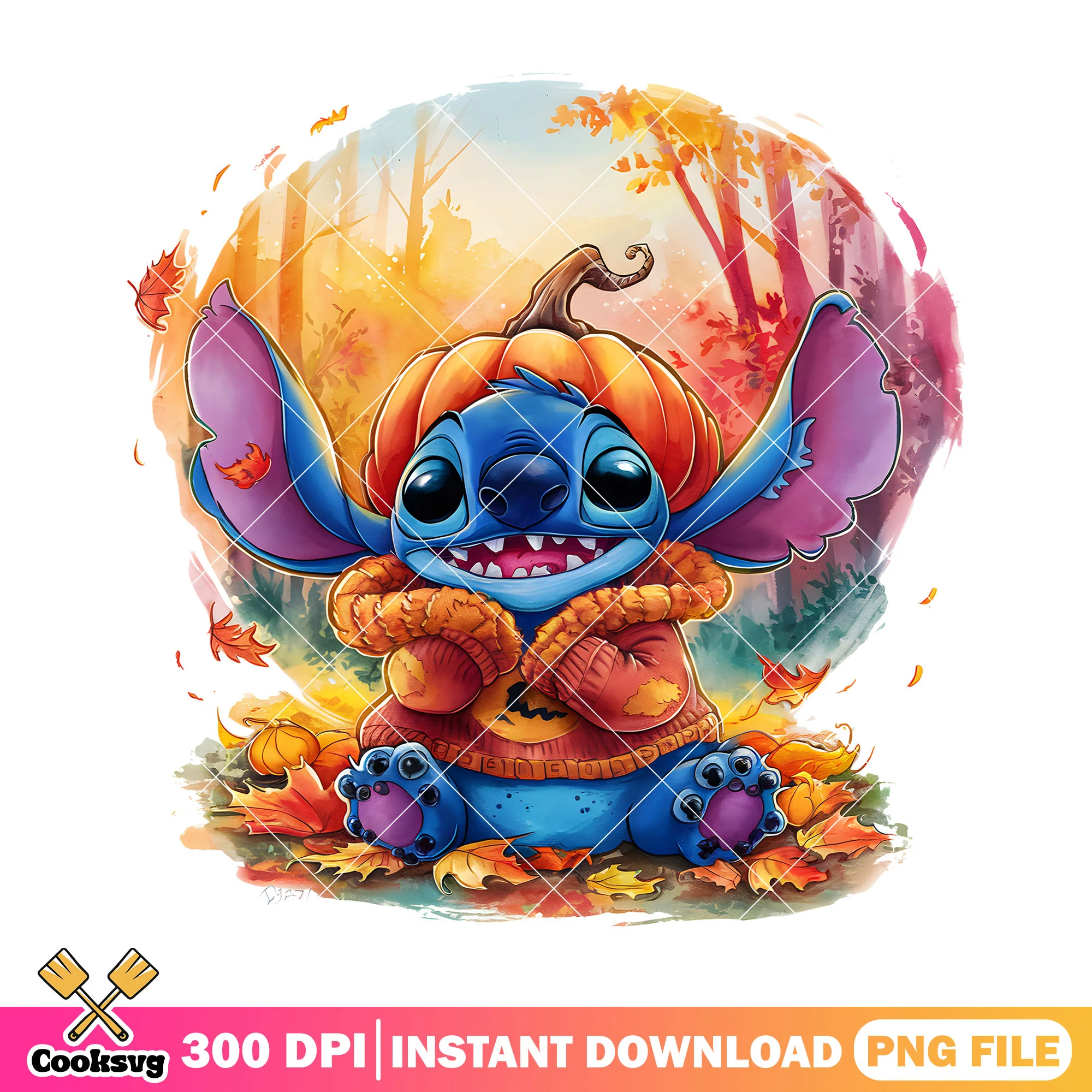 Autumn pumpkin stitch png, halloween movie png, disney plus png
