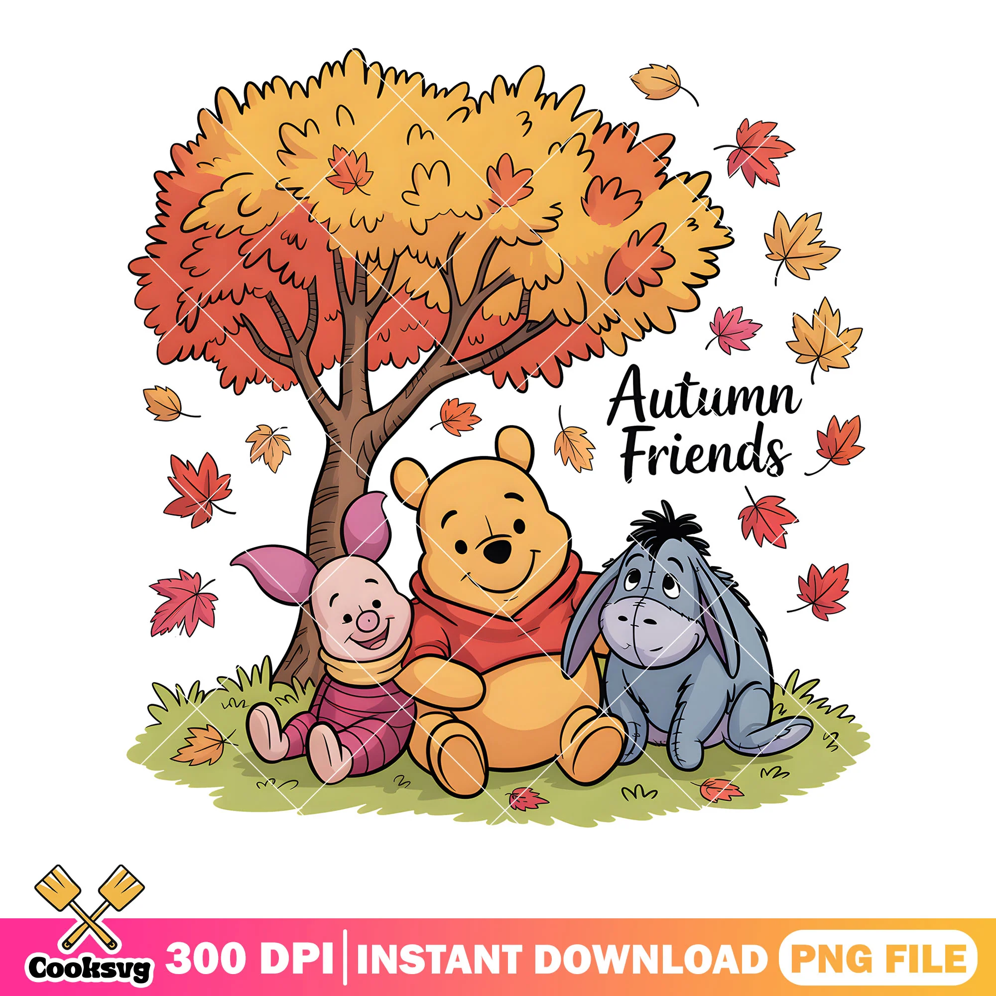 Autumn vibes friends with pooh png, pooh and piglet png, disney eeyore png