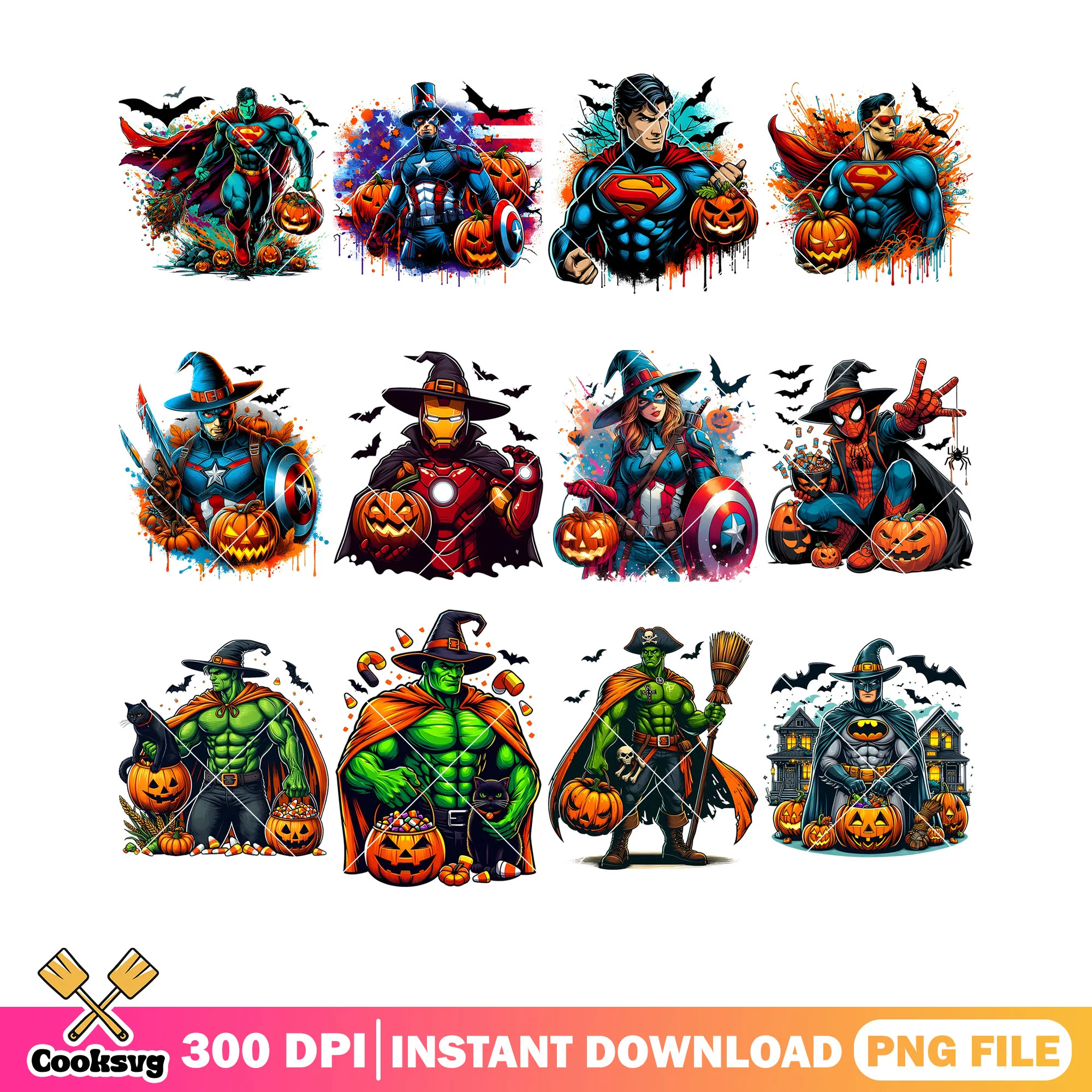 Avenger scary team png bundle, spider man png, captain america woman png