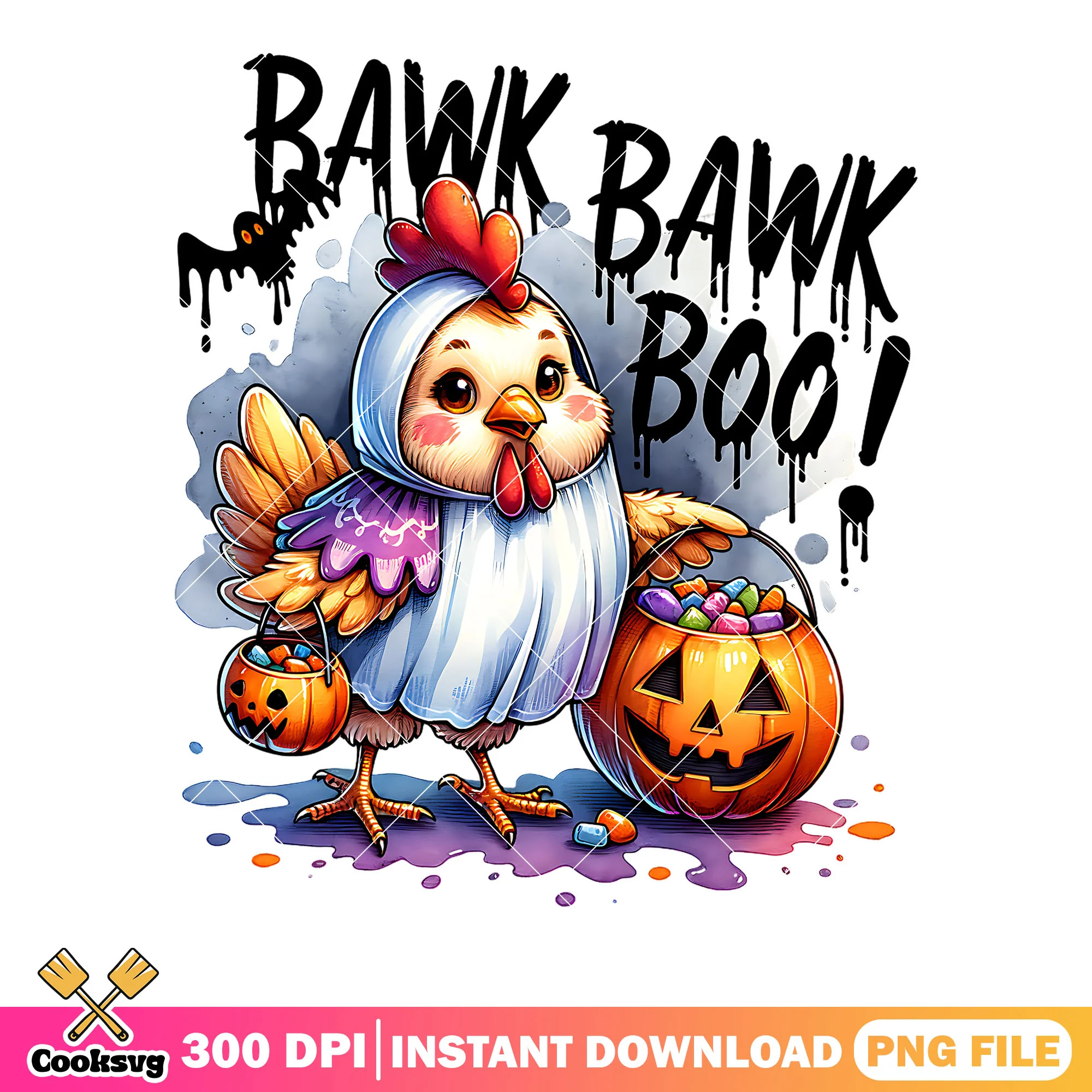 Baby chicken ghost png, jack o latern png, halloween scary png