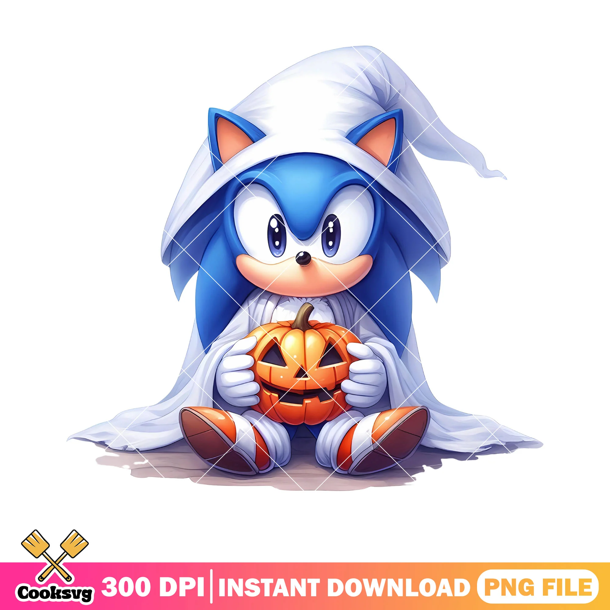 Baby ghost costume sonic png, jack o lantern png, sega halloween png