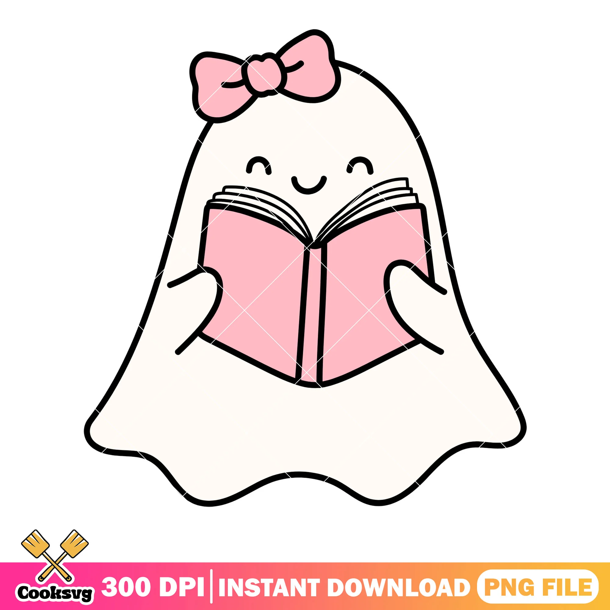 Baby ghost read book png, costume ghost png, scary halloween night png
