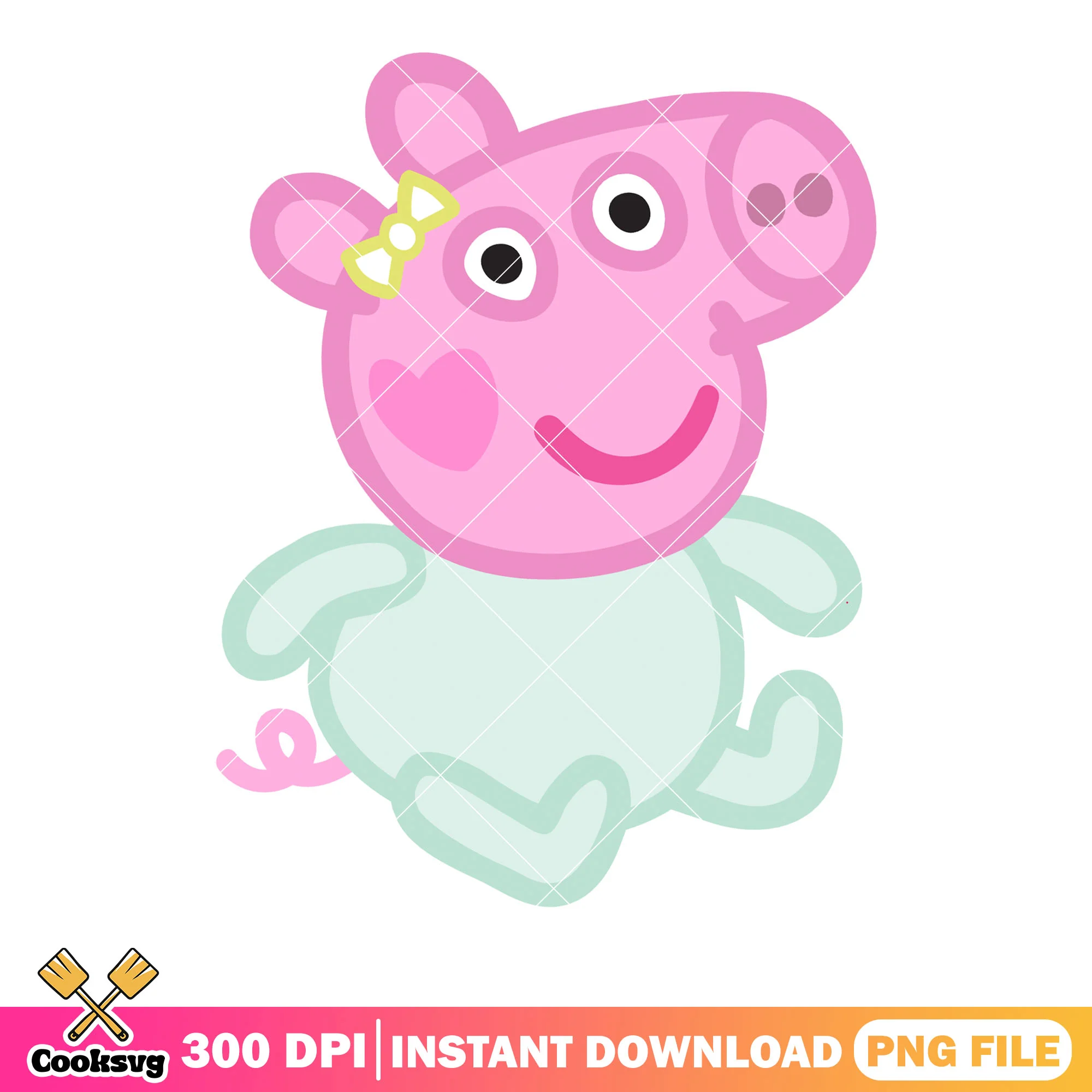 Baby Peppa pig character png, show for kids png, cute bow tie png