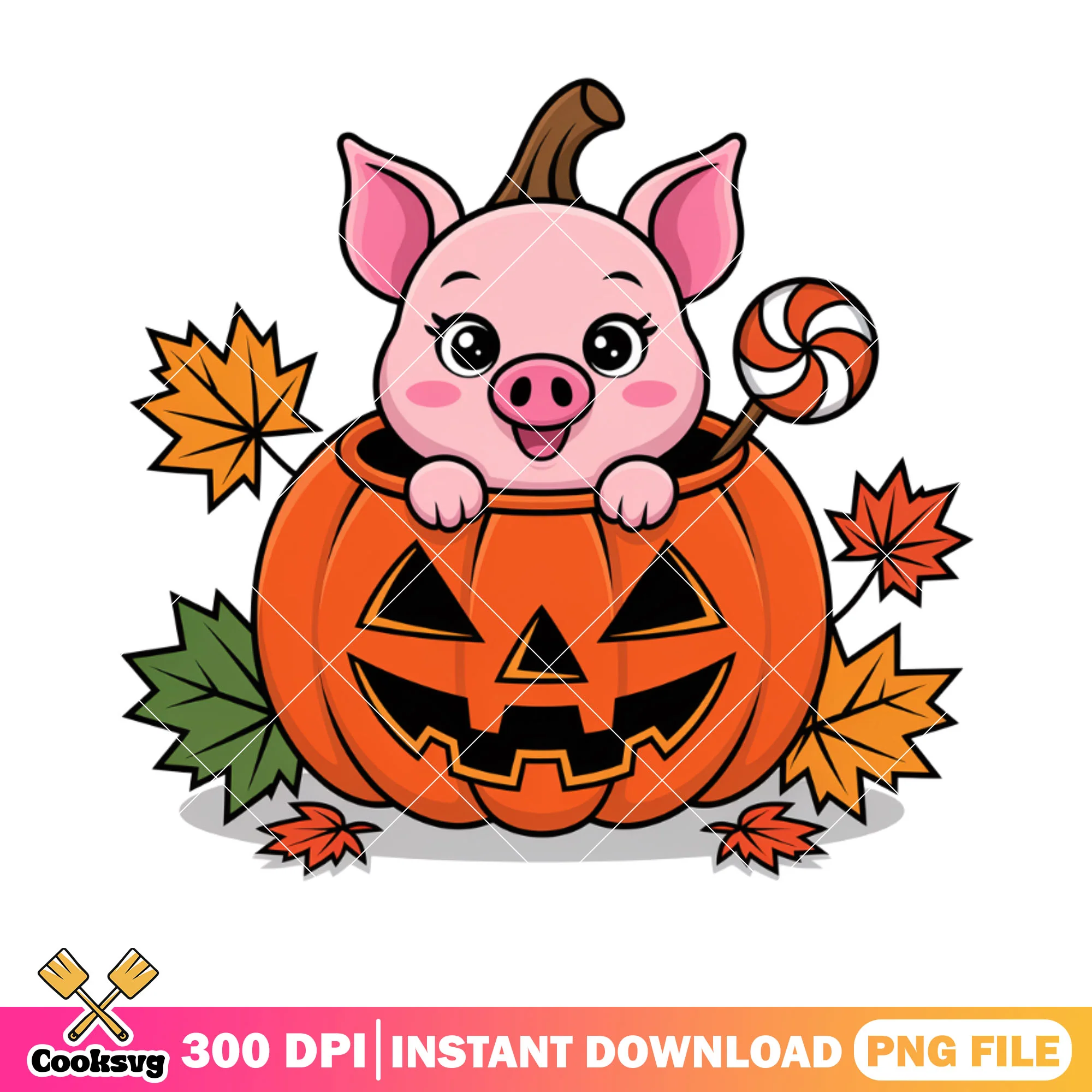 Baby piglet scary pumpkin png, disney halloween png, wicker pumpkin png