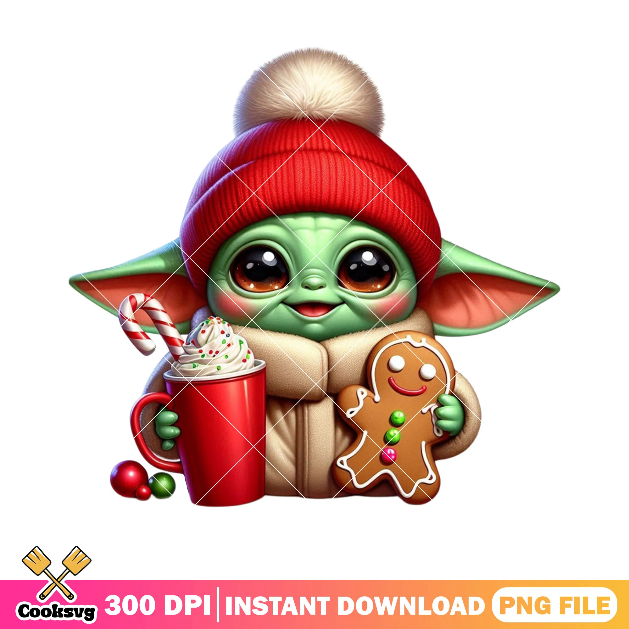 Baby yoda decoration png, baby yoda santa hat png, baby yoda cute png