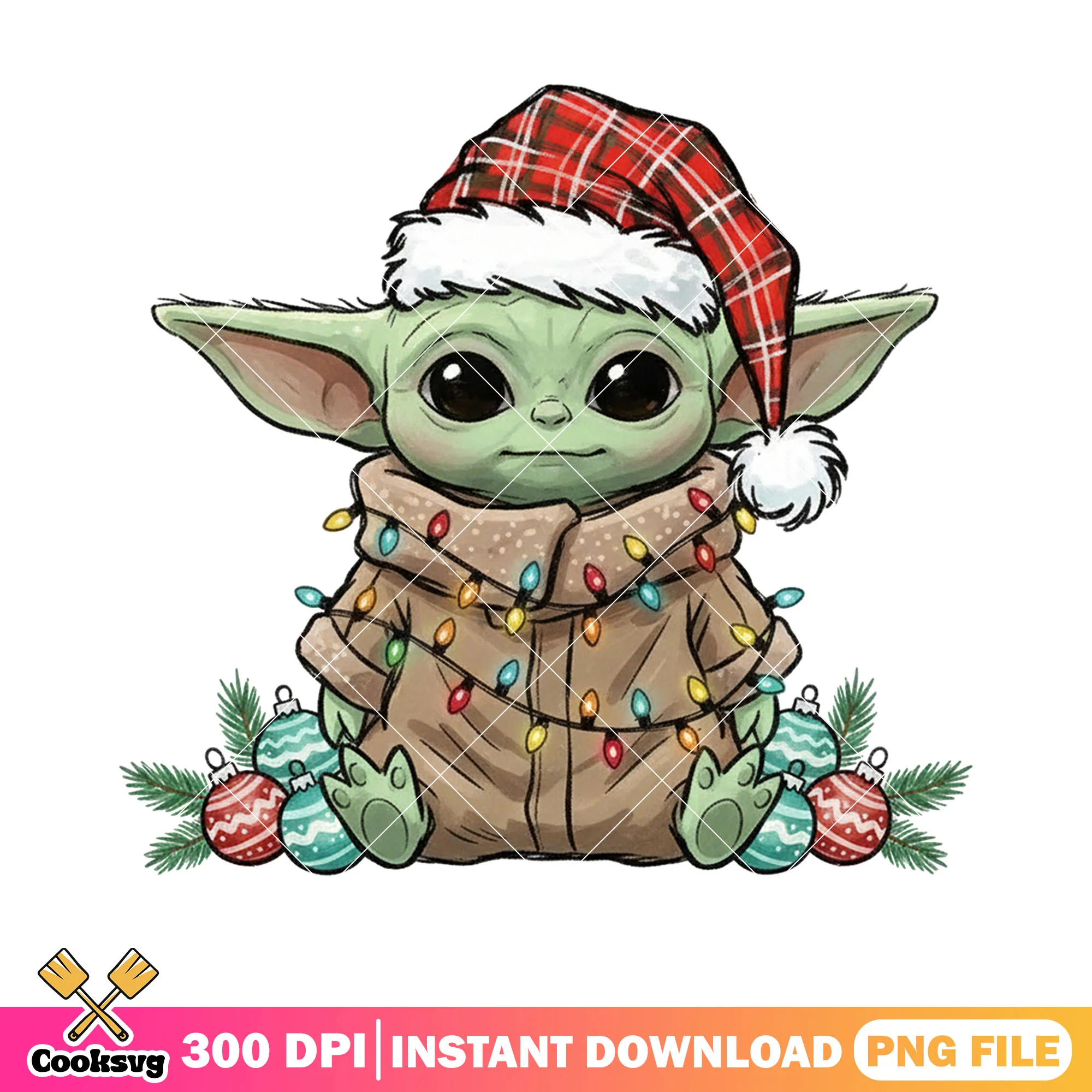 Baby yoda star wars png, grogu christmas decor png, funny png