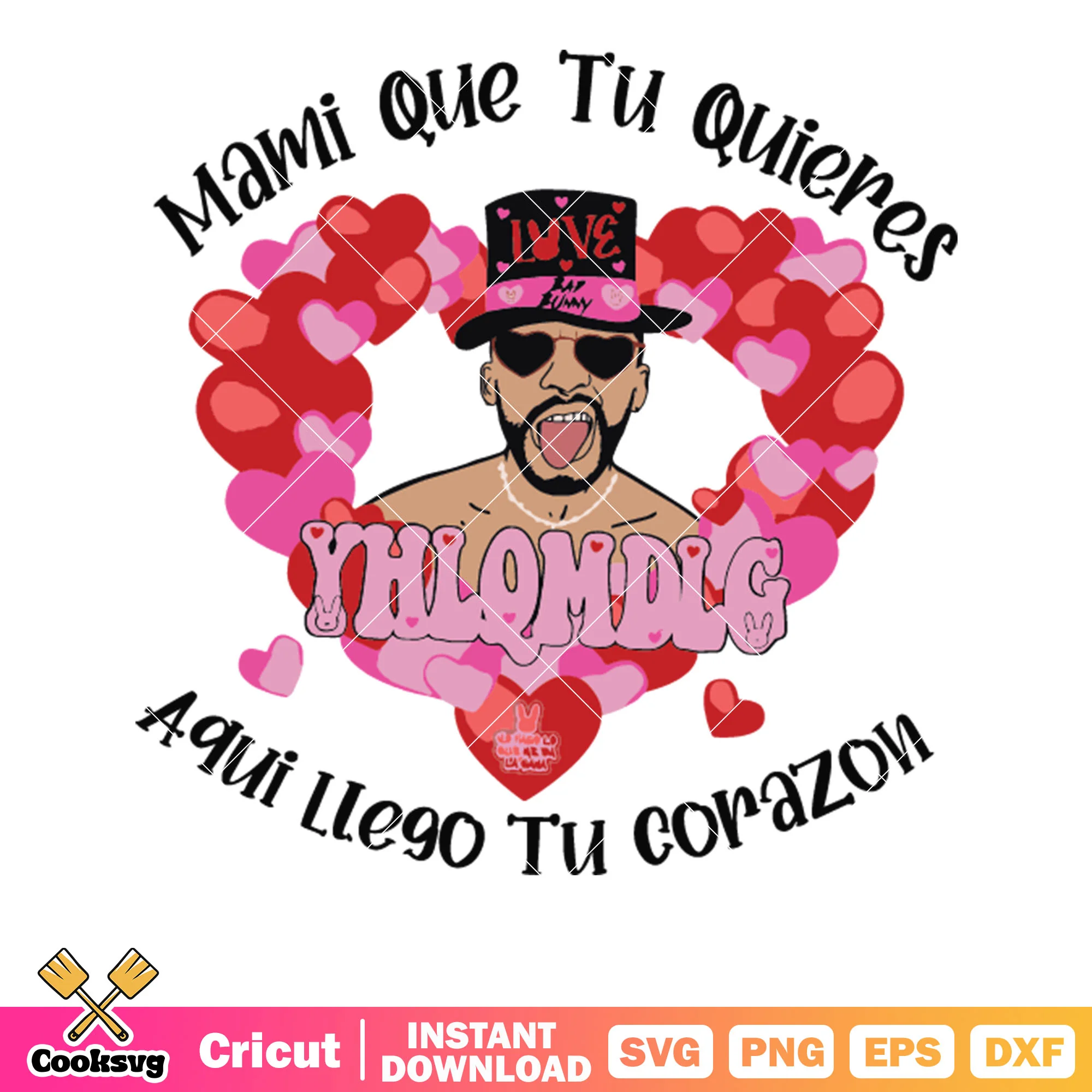 Bad bunny benito love valentines svg, bad bunny valentine svg