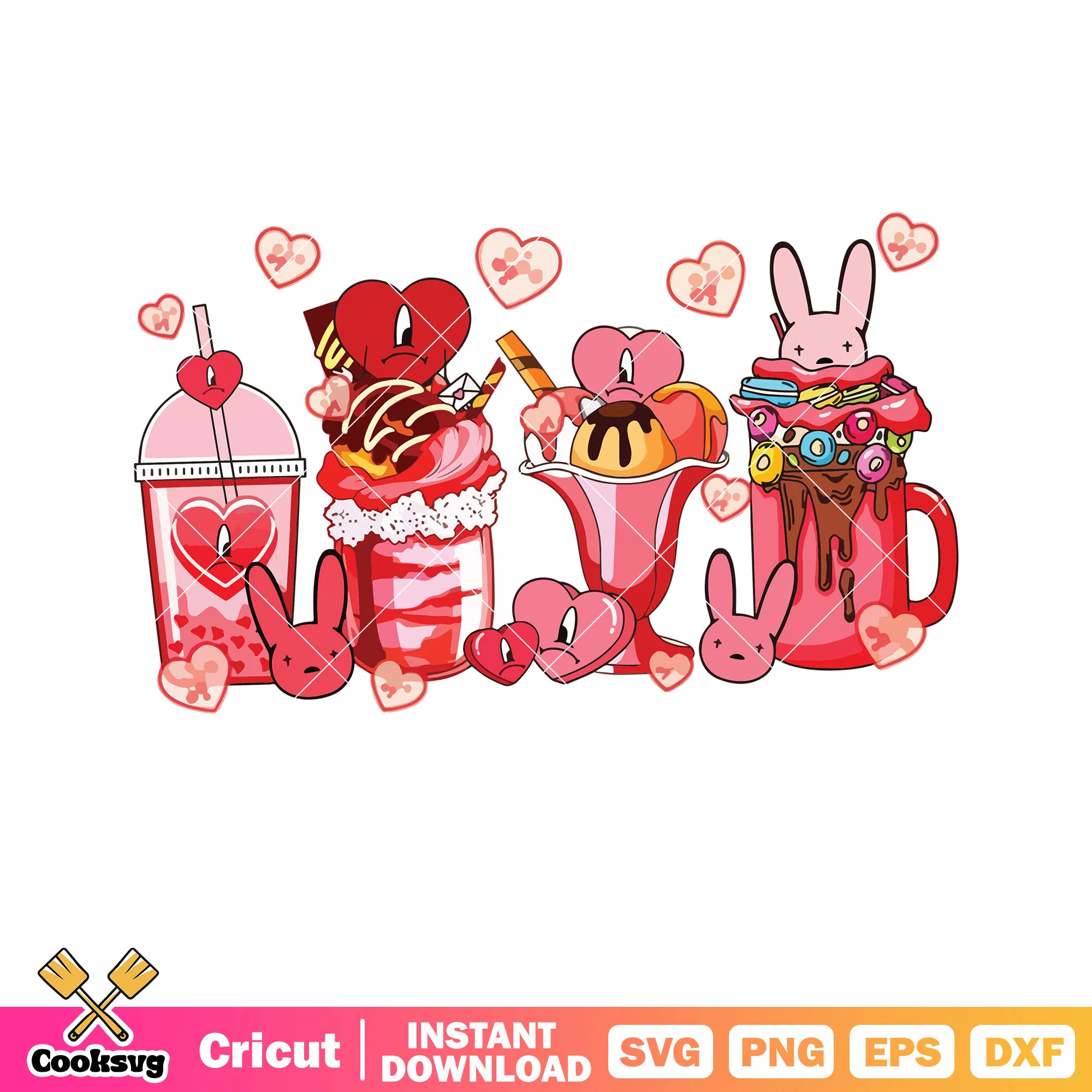 Bad bunny pink valentine svg, bad bunny valentine svg, pink valentine svg