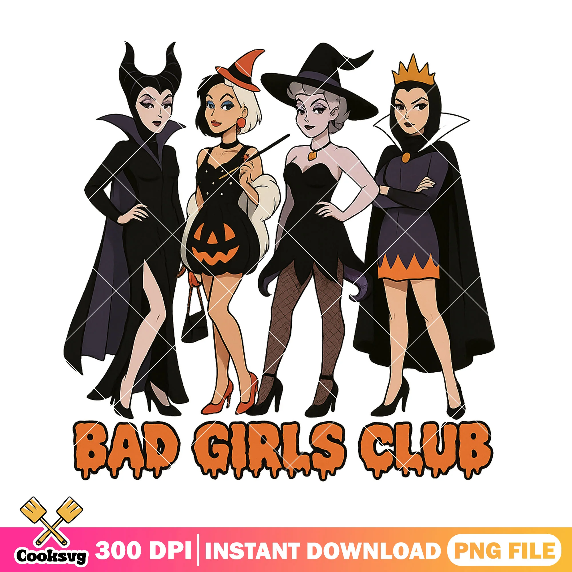 Bad girls club disney characters design png, halloween costume png